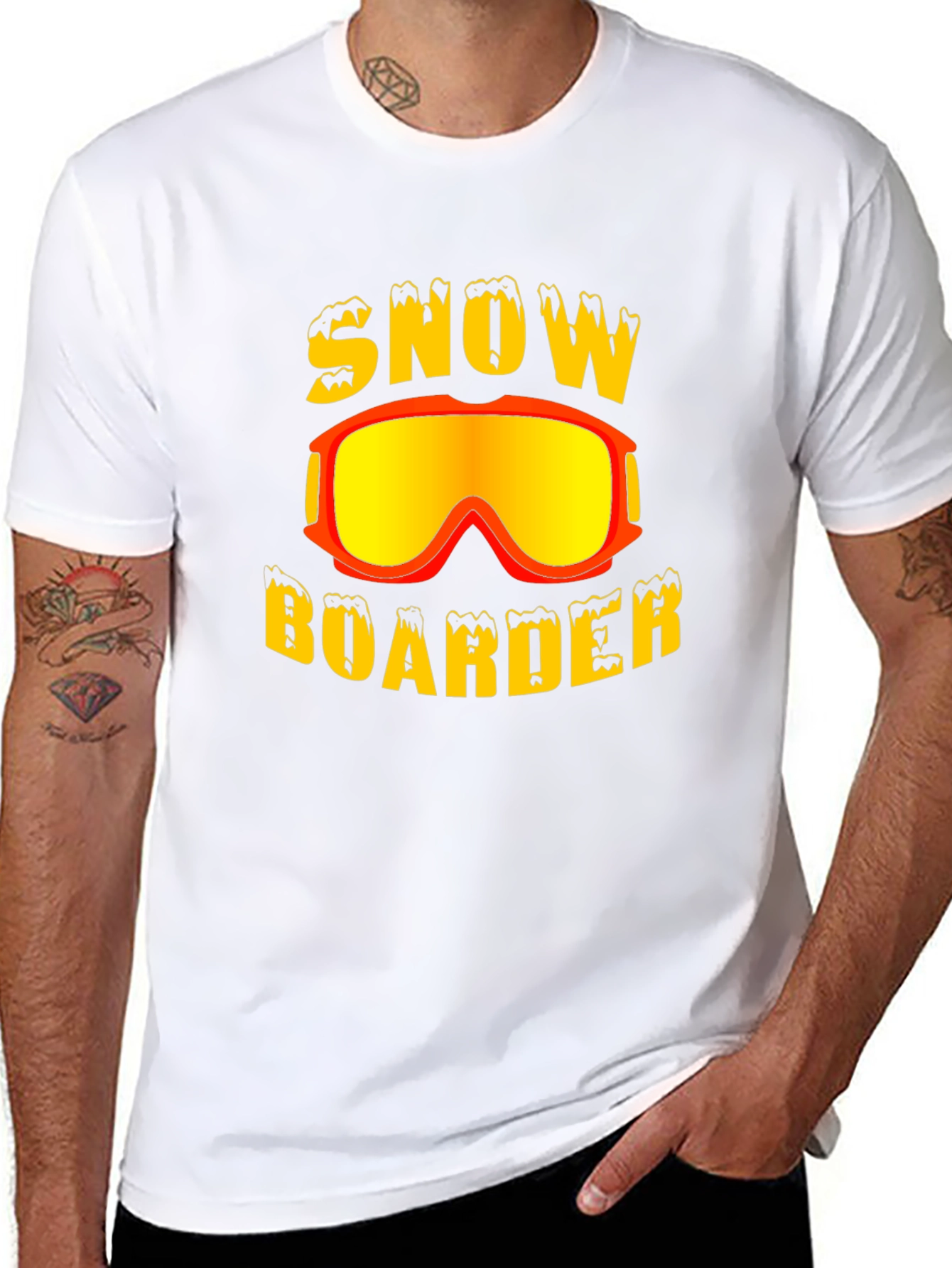 Snow Boarder Graphic Tee - Black Cotton T-Shirt