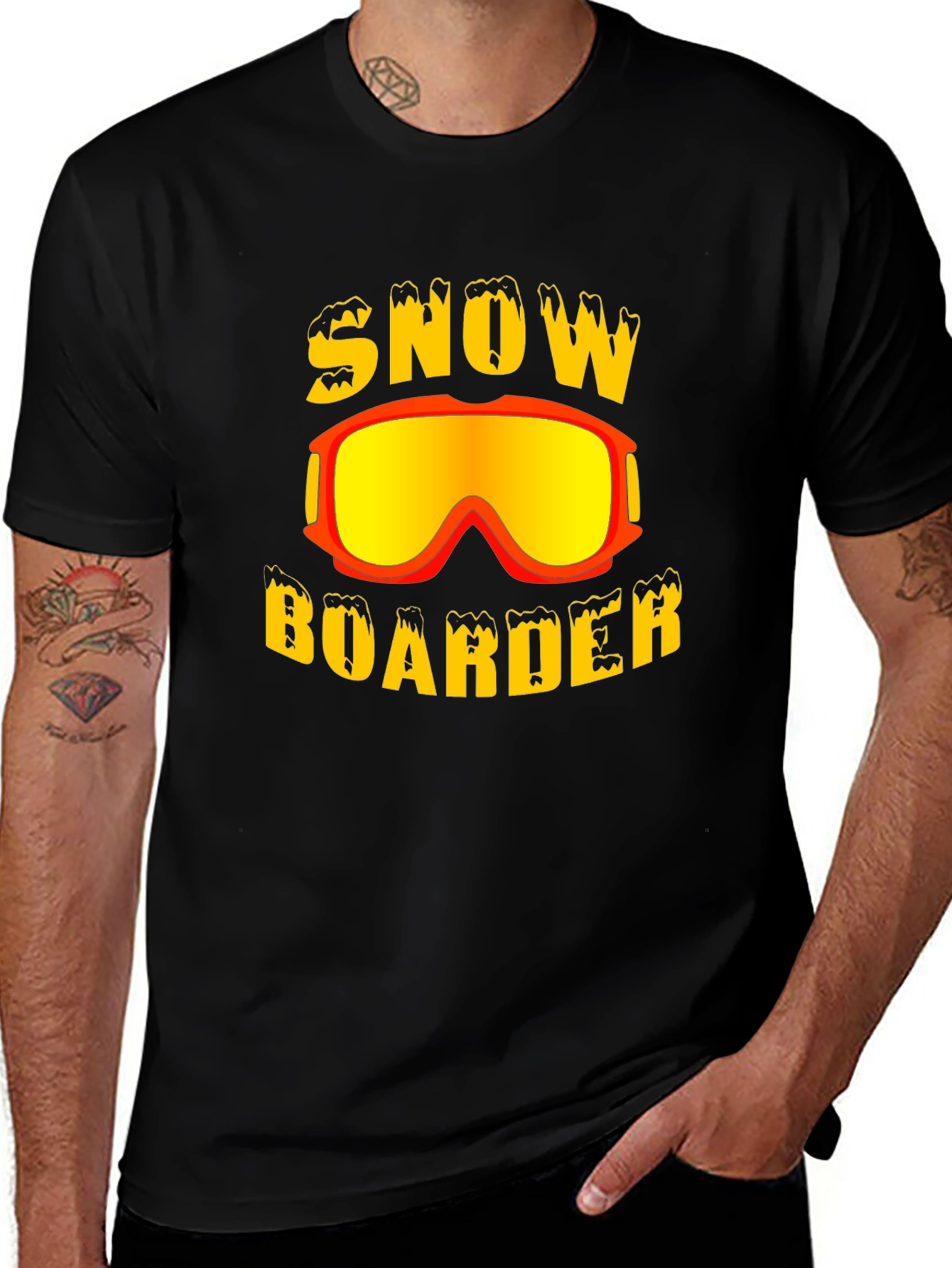 Snow Boarder Graphic Tee - Black Cotton T-Shirt