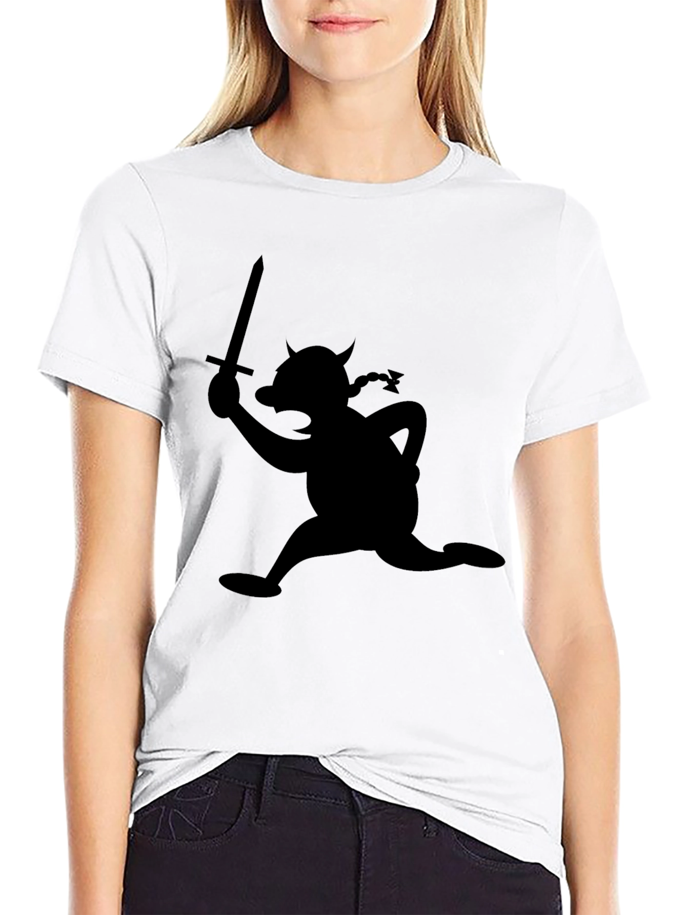 Black Cartoon Viking T-Shirt