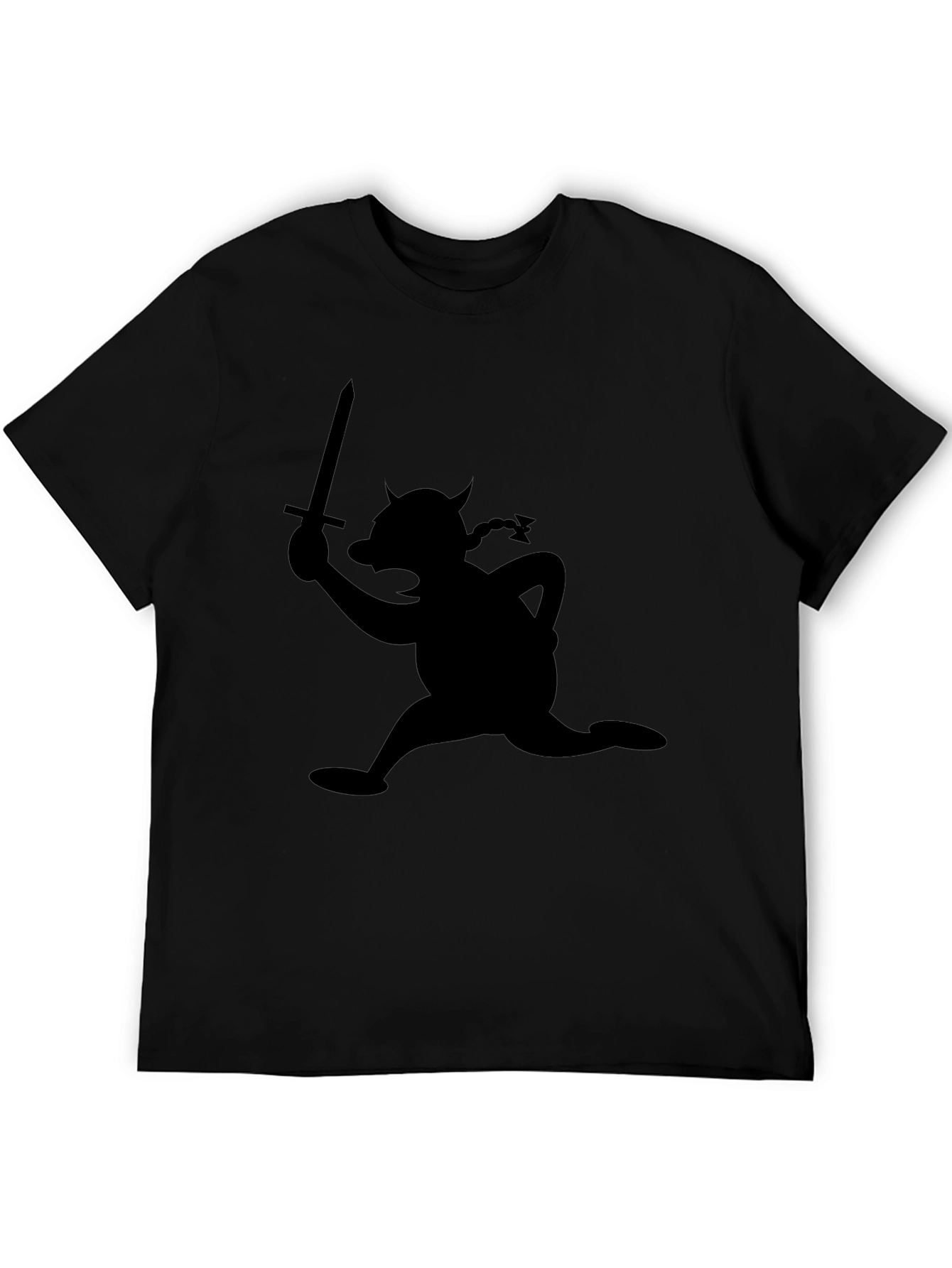 Black Cartoon Viking T-Shirt