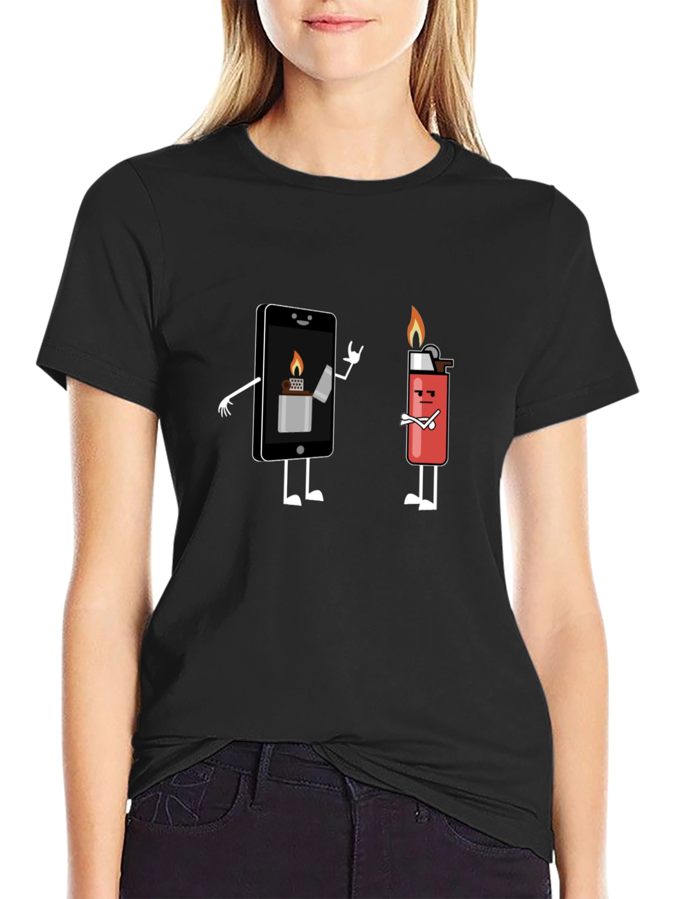 Funny Phone and Lighter T-Shirt