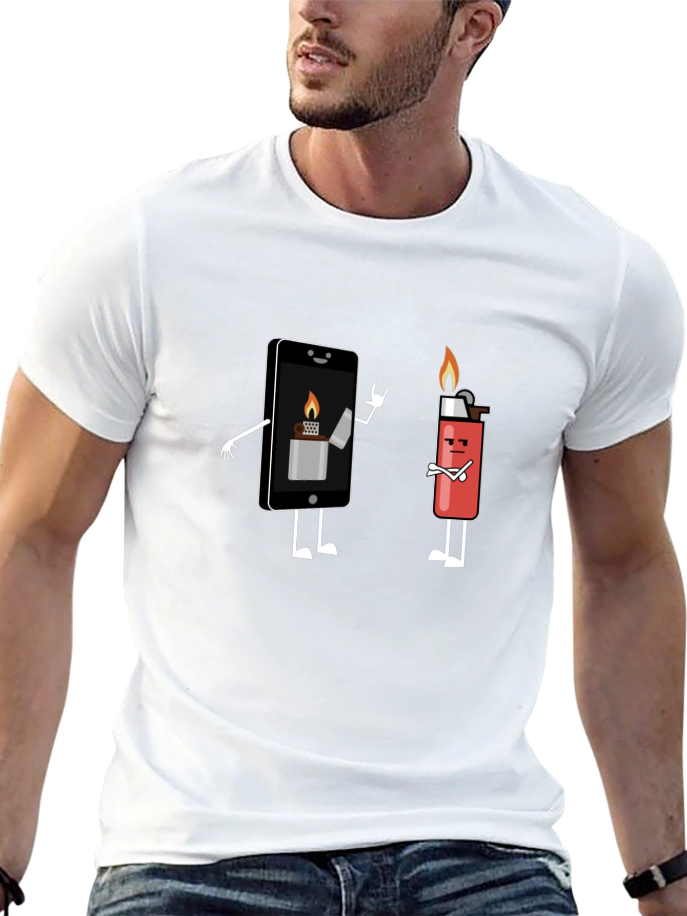 Funny Phone and Lighter T-Shirt