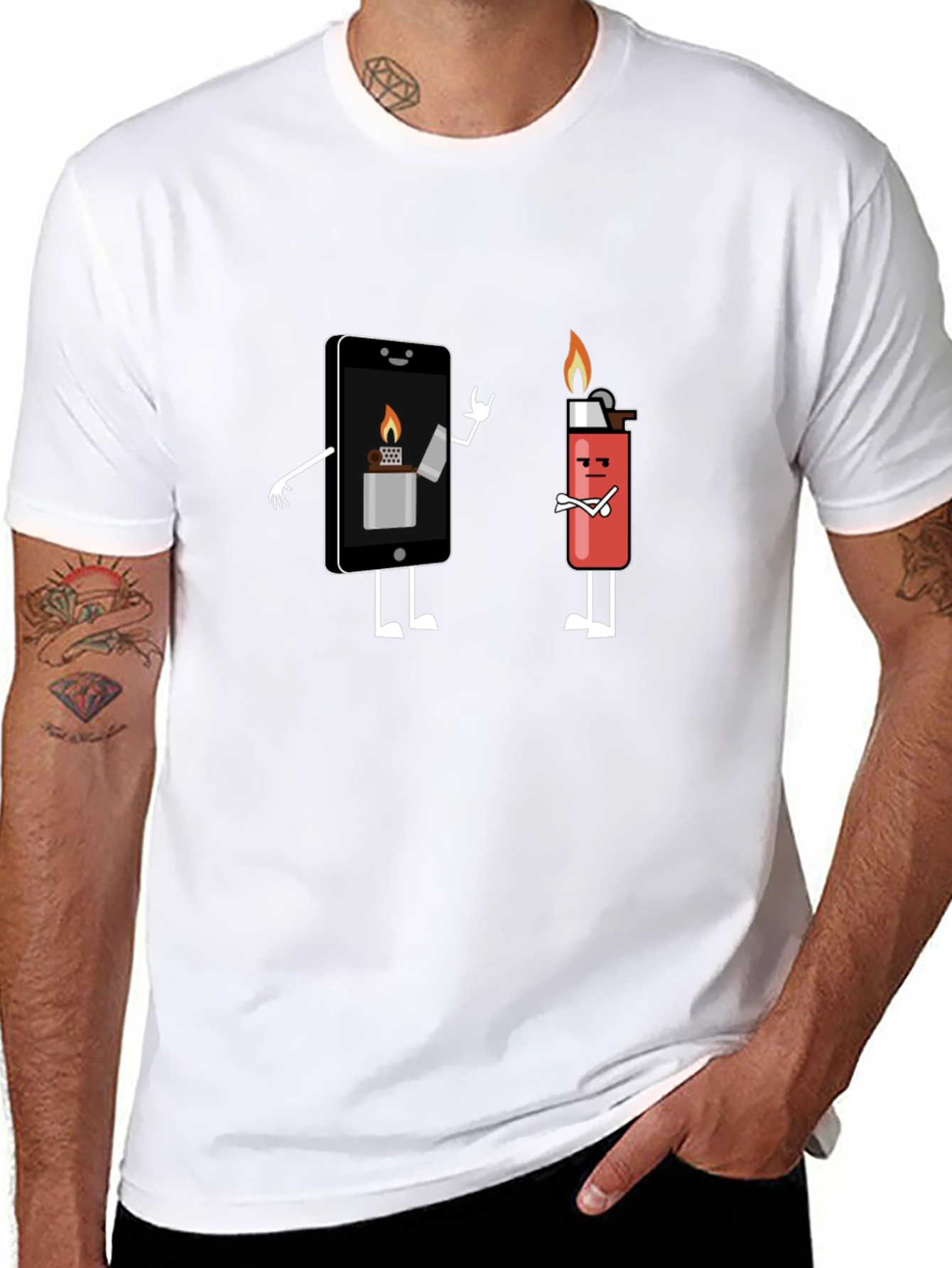 Funny Phone and Lighter T-Shirt