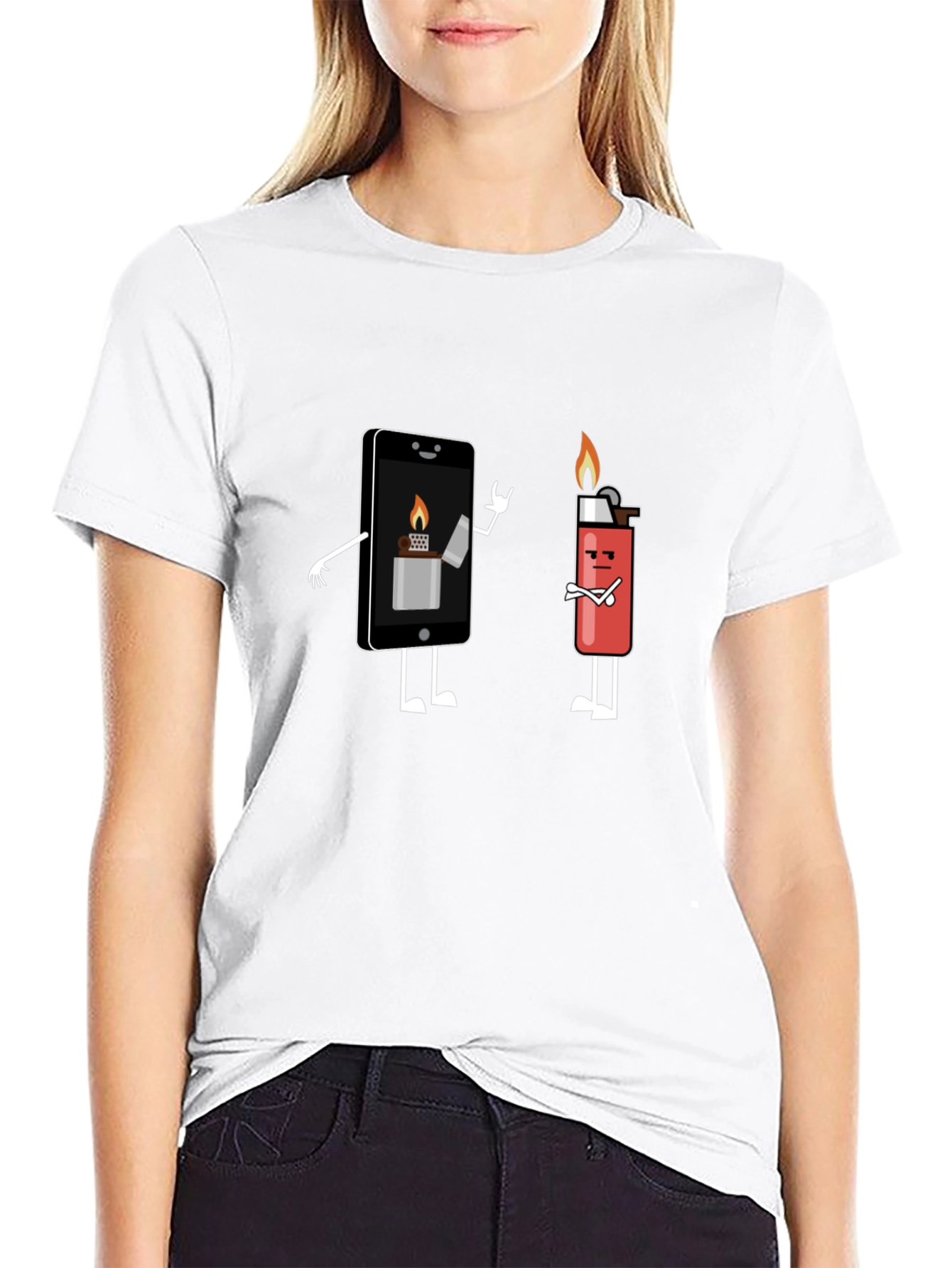 Funny Phone and Lighter T-Shirt
