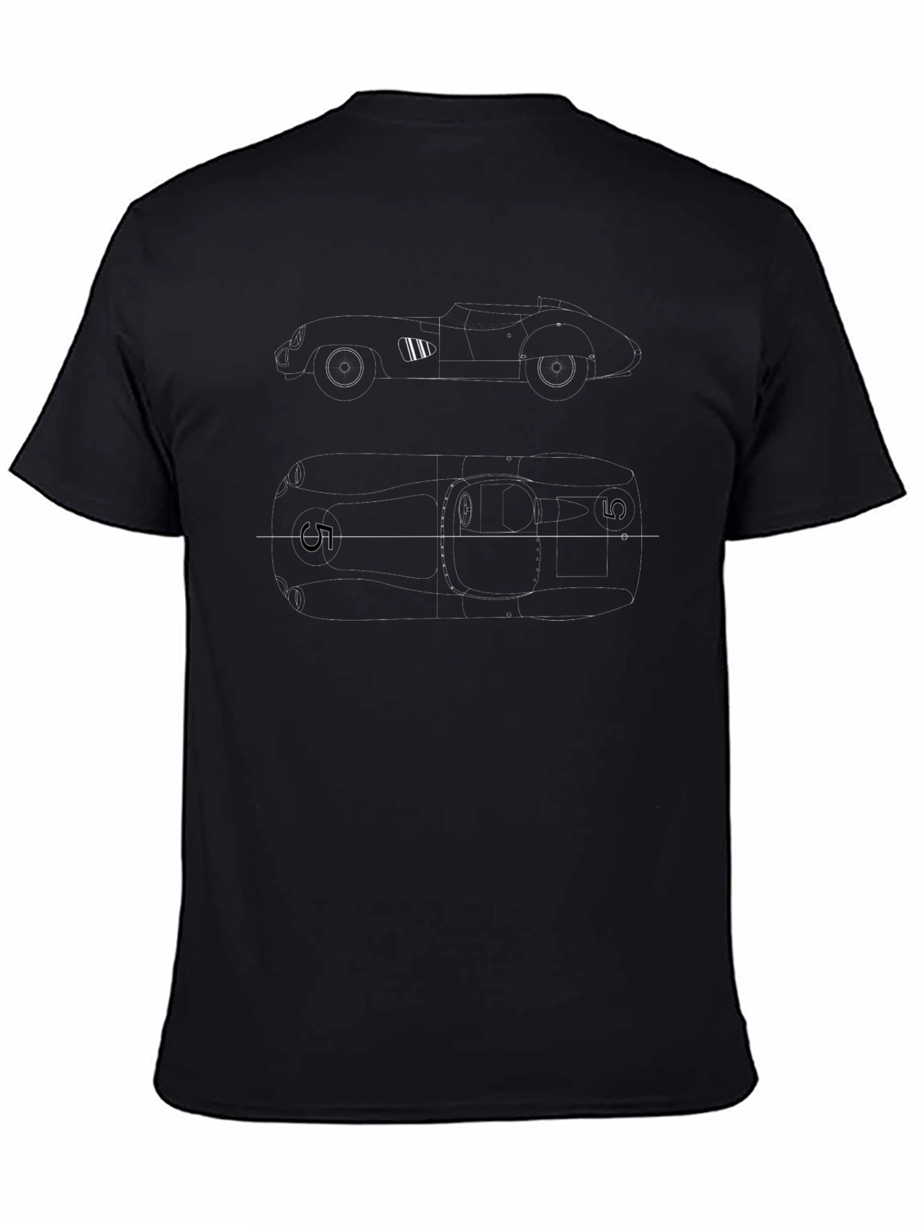 Classic Car Blueprint Graphic Tee - Black