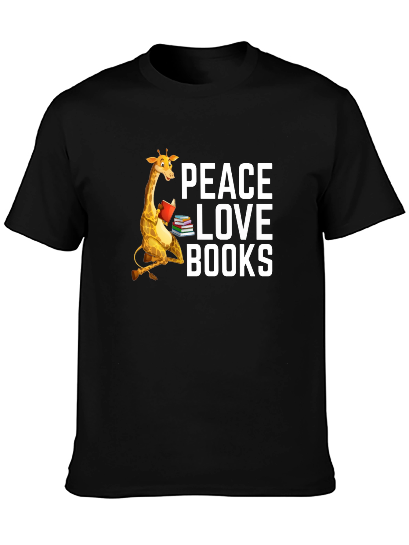 Peace Love Books Giraffe T-Shirt