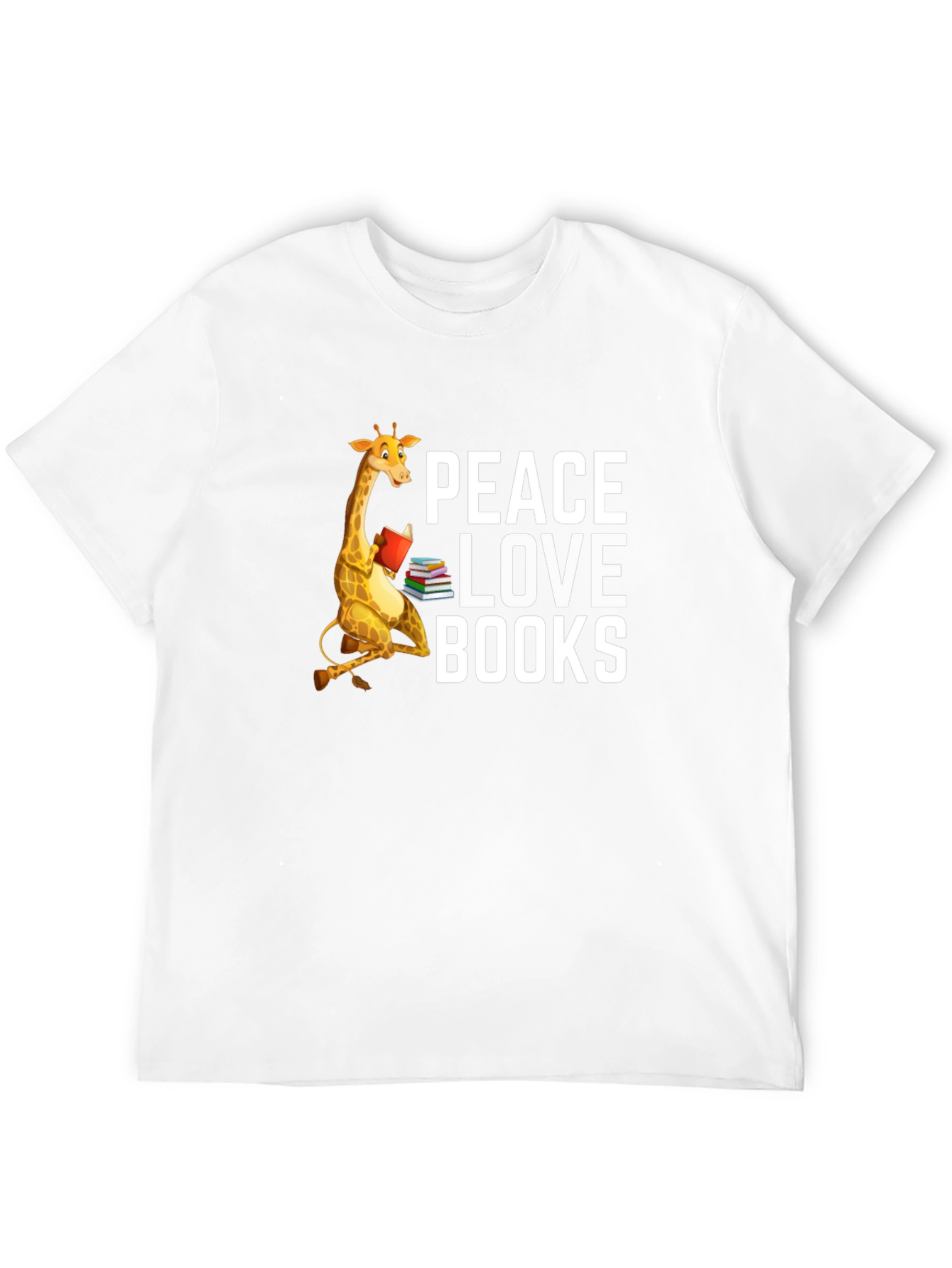 Peace Love Books Giraffe T-Shirt