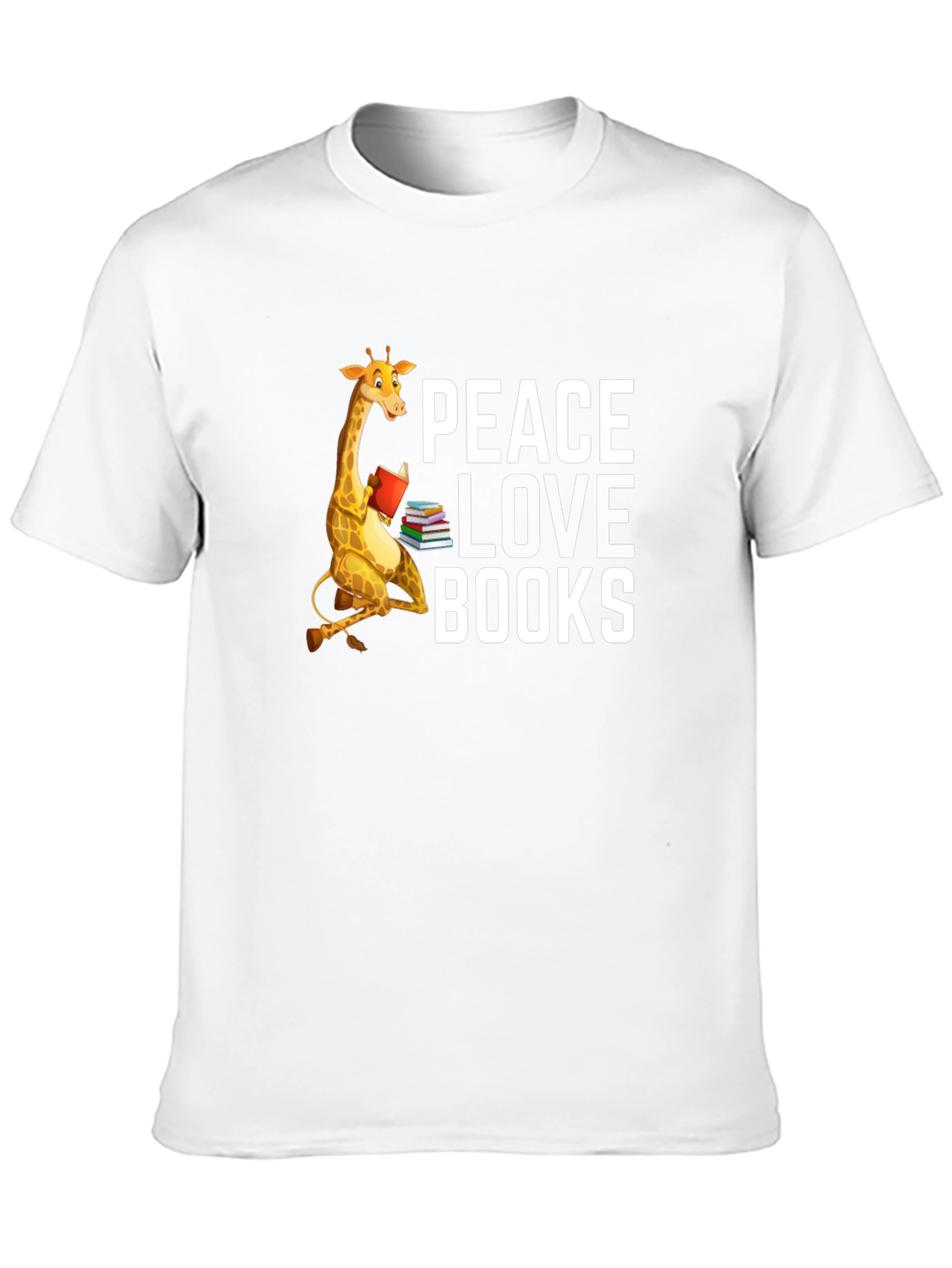 Peace Love Books Giraffe T-Shirt