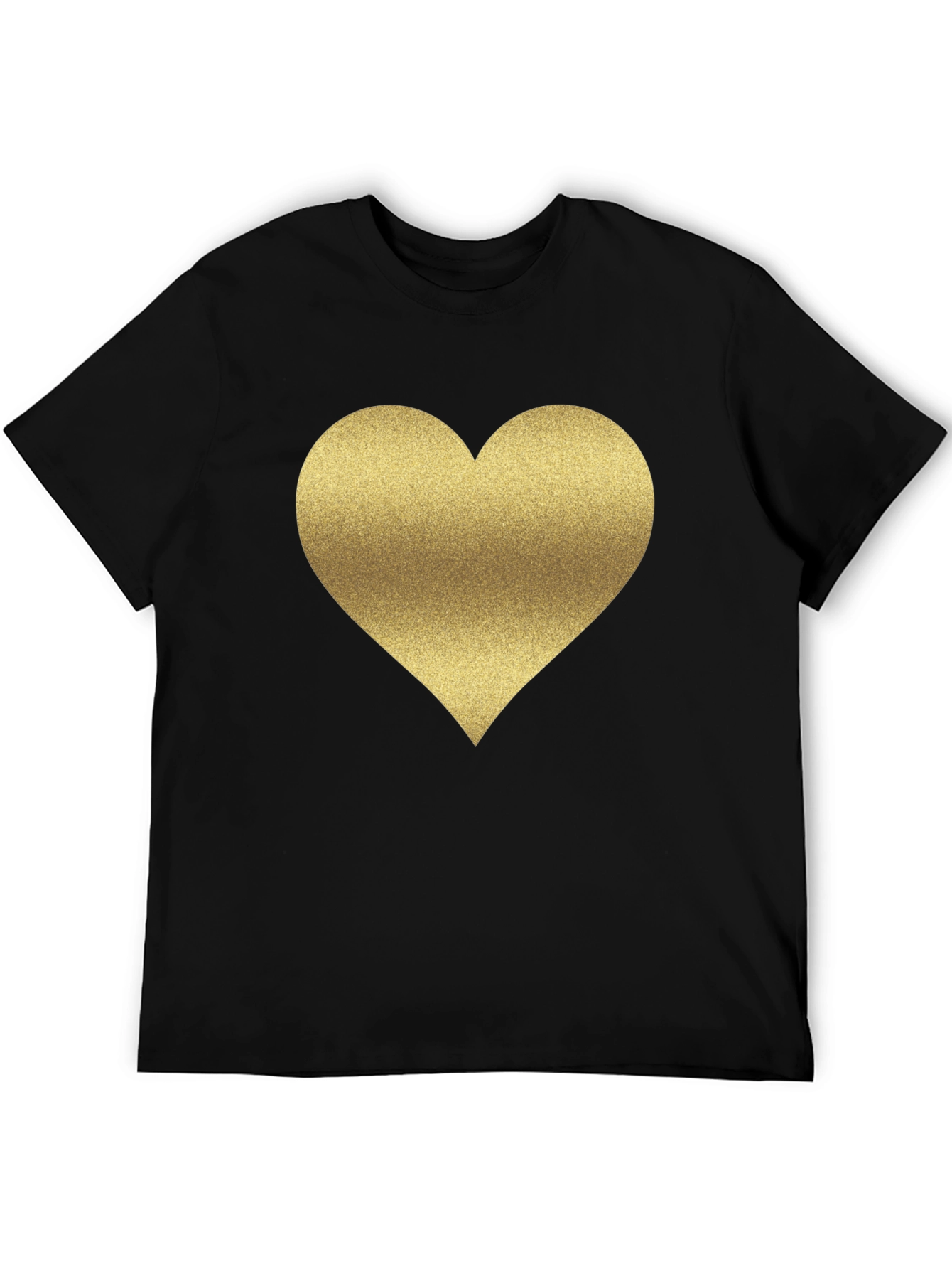 Gold Heart Graphic Tee - Stylish Black T-Shirt