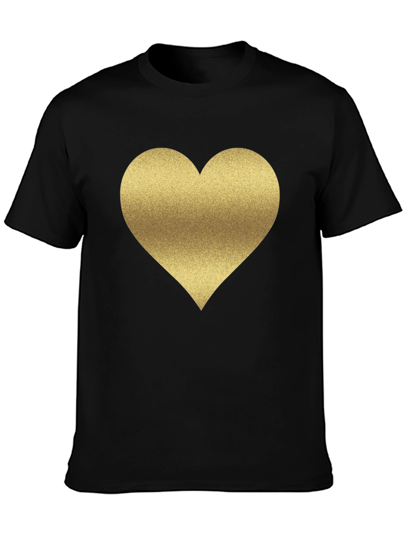 Gold Heart Graphic Tee - Stylish Black T-Shirt