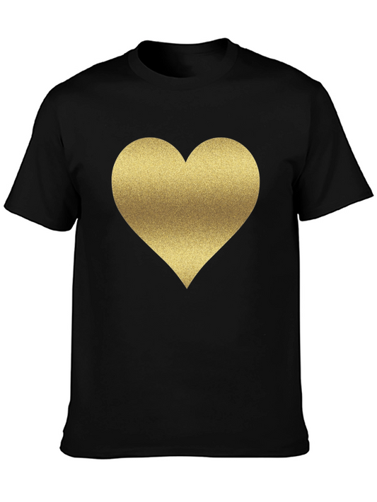 Gold Heart Graphic Tee - Stylish Black T-Shirt