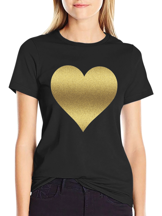Gold Heart Graphic Tee - Stylish Black T-Shirt