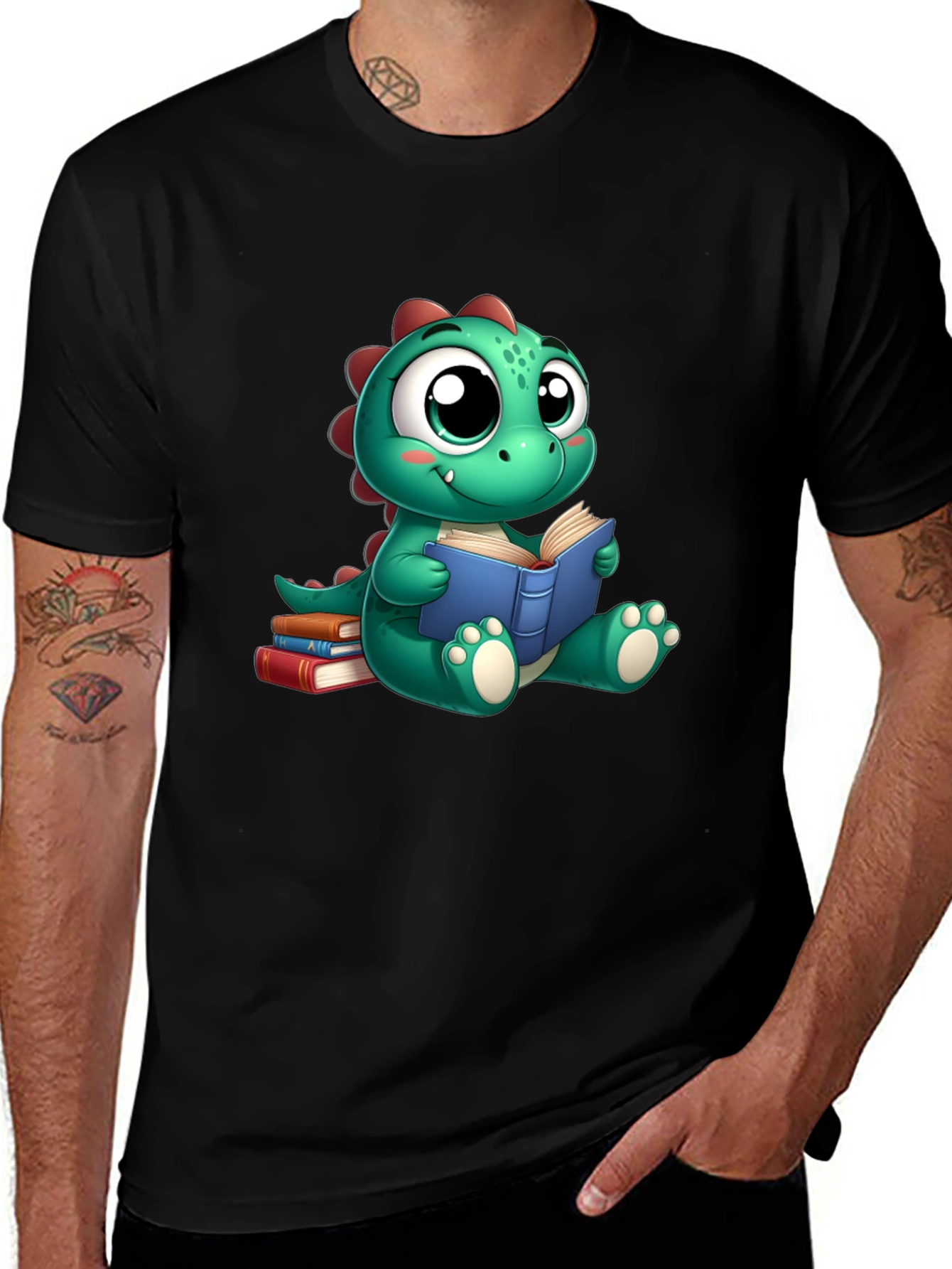 Cute Dino Reading Book T-Shirt