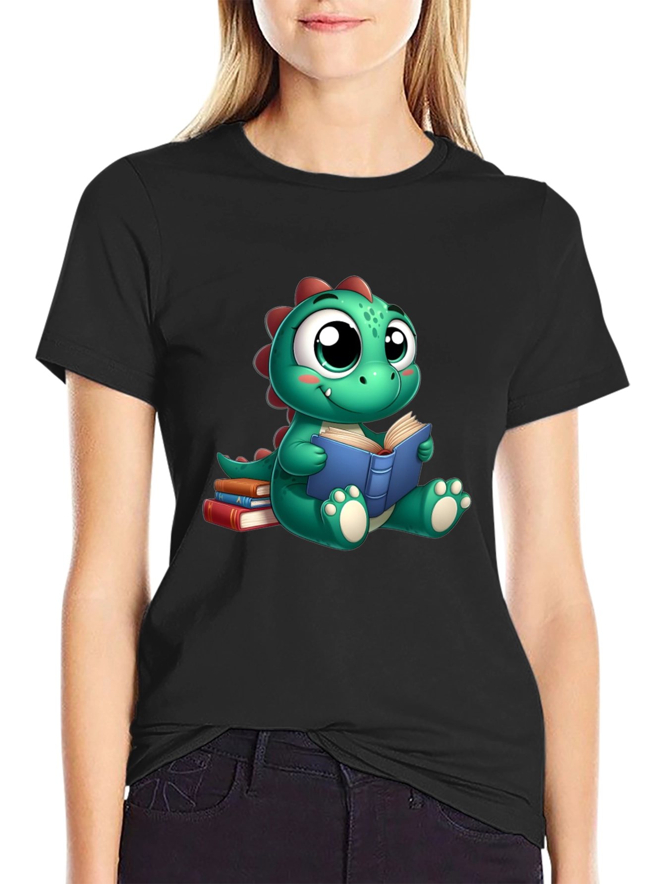 Cute Dino Reading Book T-Shirt