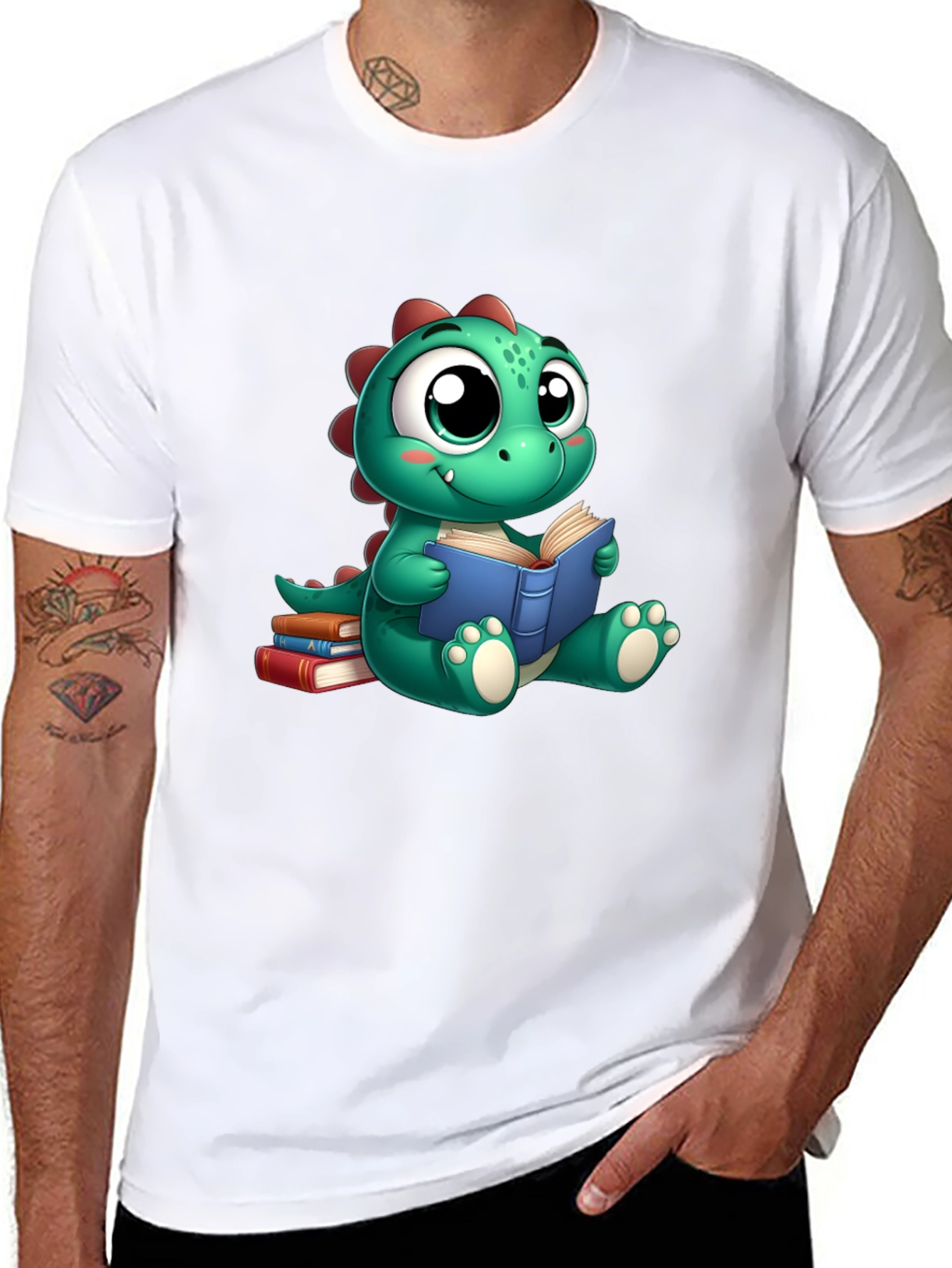Cute Dino Reading Book T-Shirt