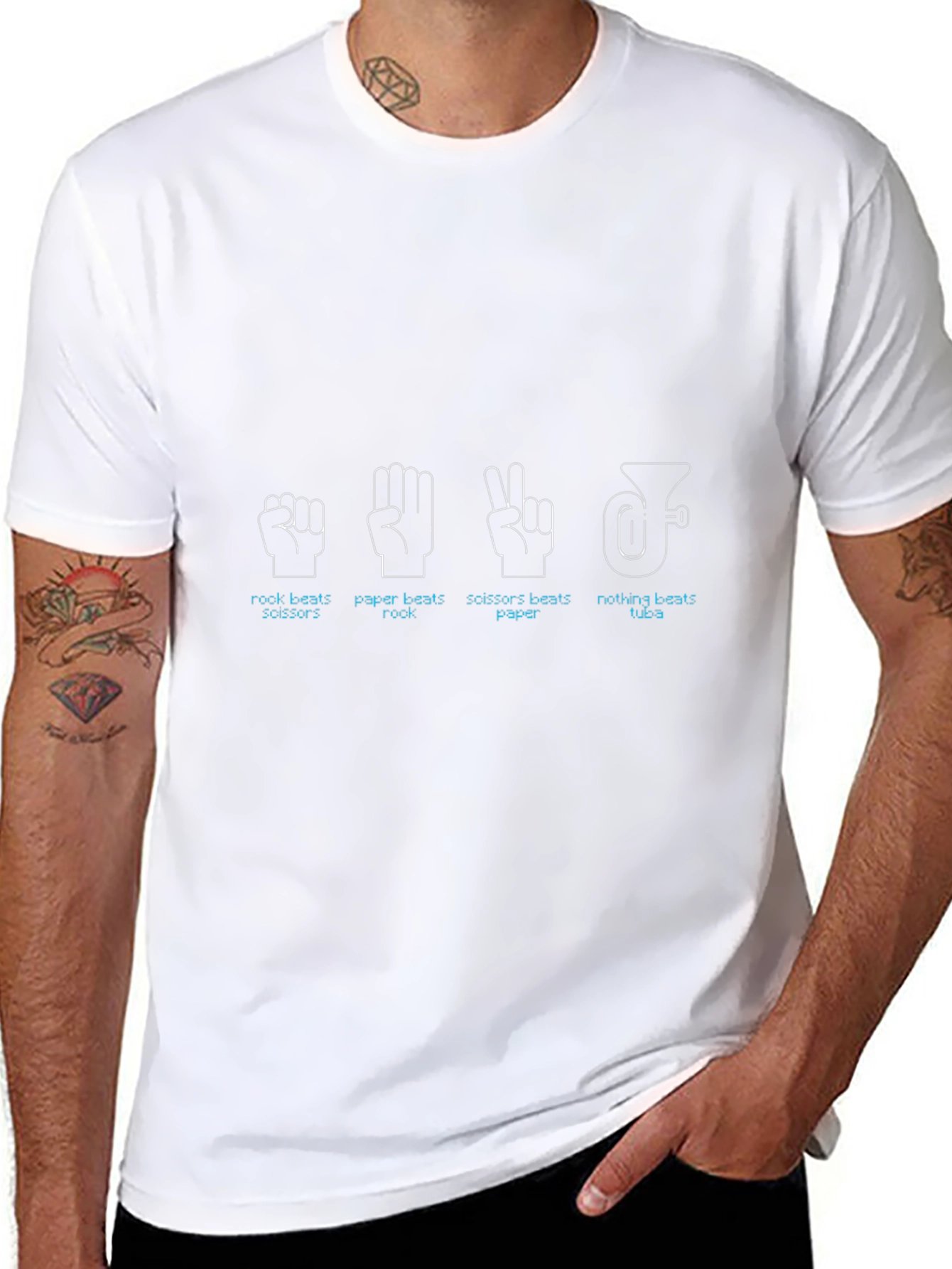 Rock Paper Scissors Tuba Graphic Tee - Black