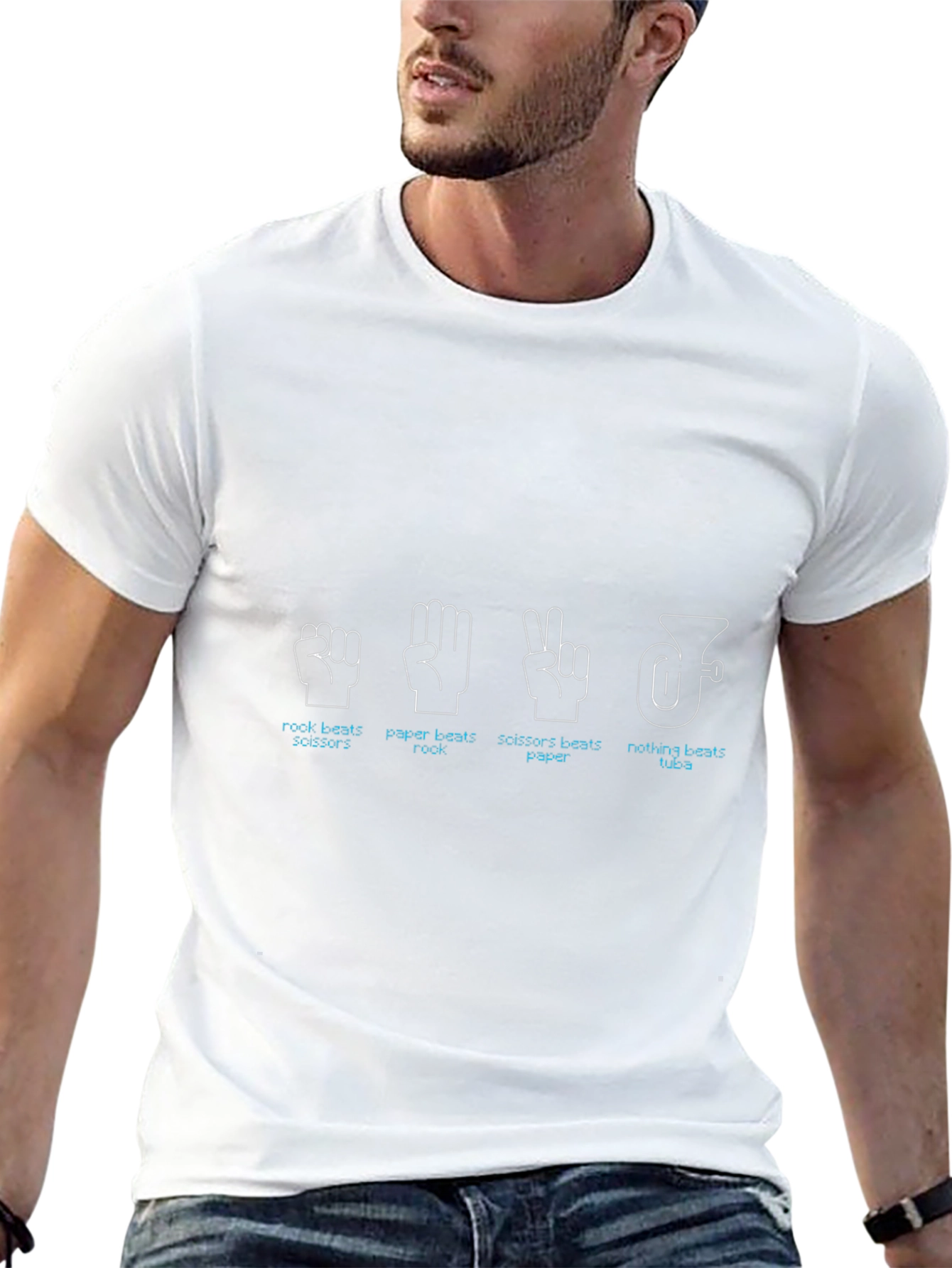 Rock Paper Scissors Tuba Graphic Tee - Black
