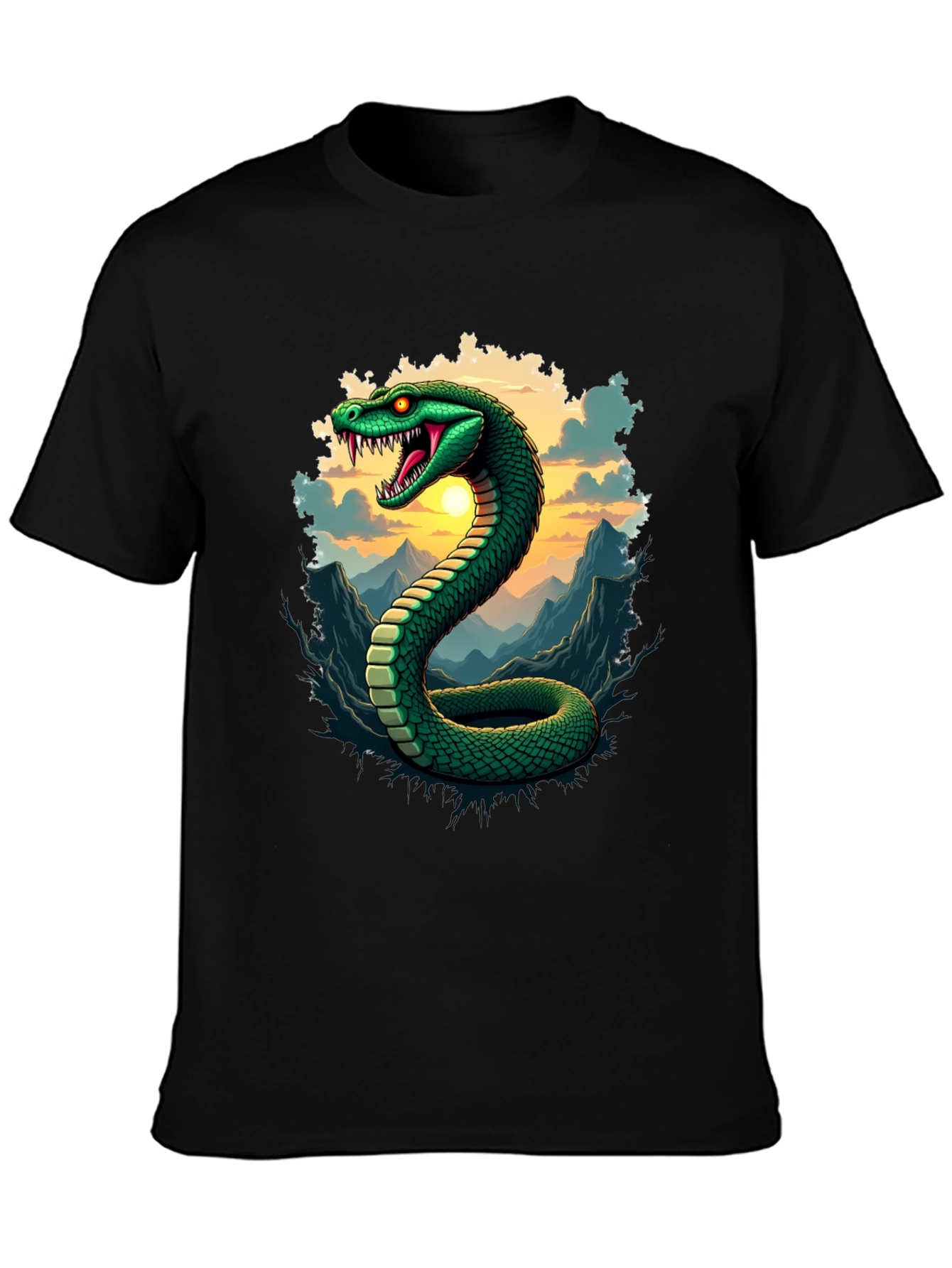 Mens Snake Graphic Tee - Black