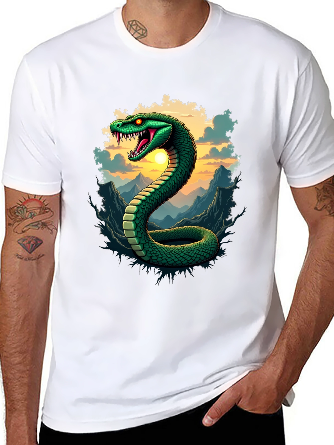 Mens Snake Graphic Tee - Black