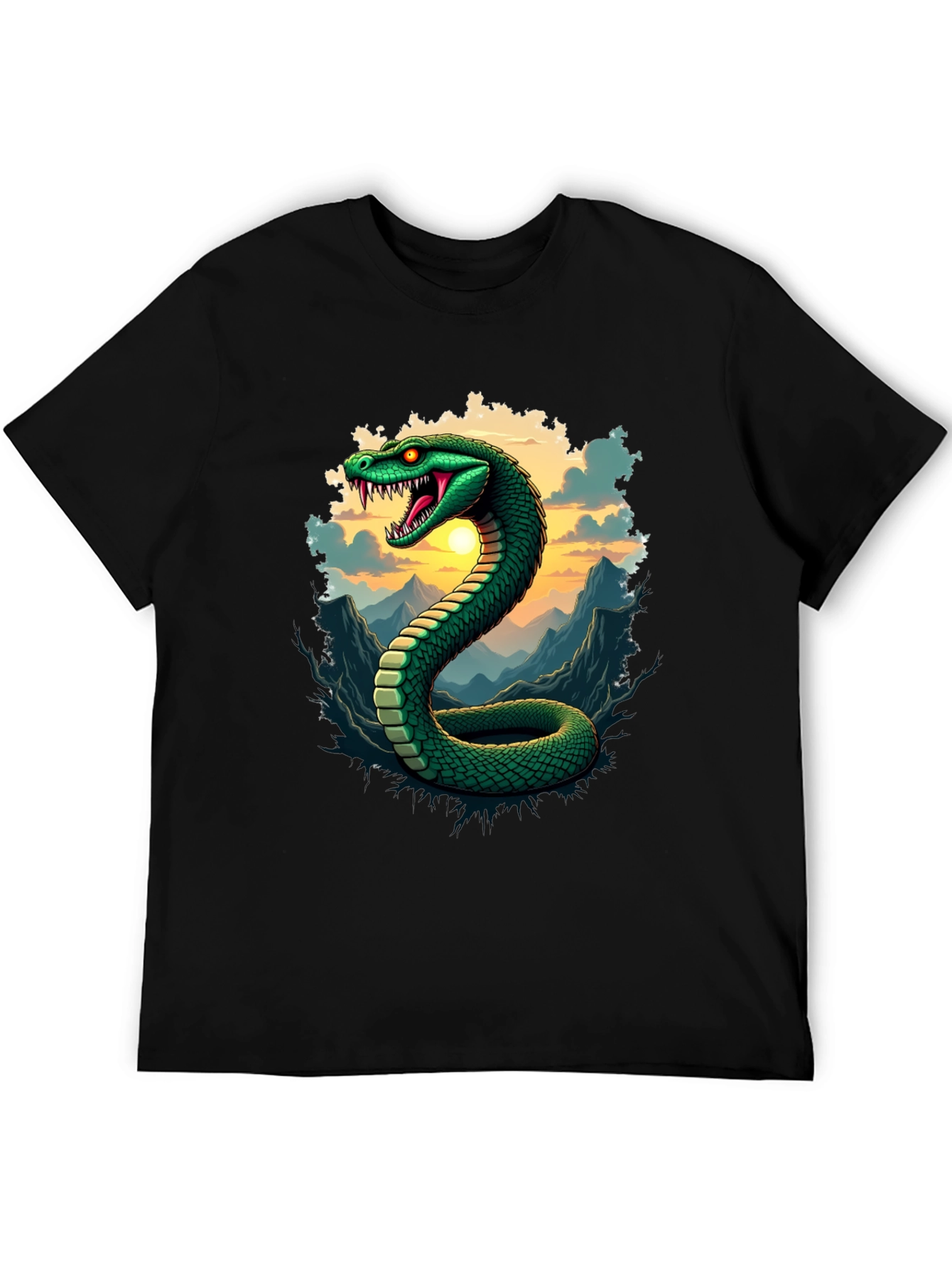 Mens Snake Graphic Tee - Black