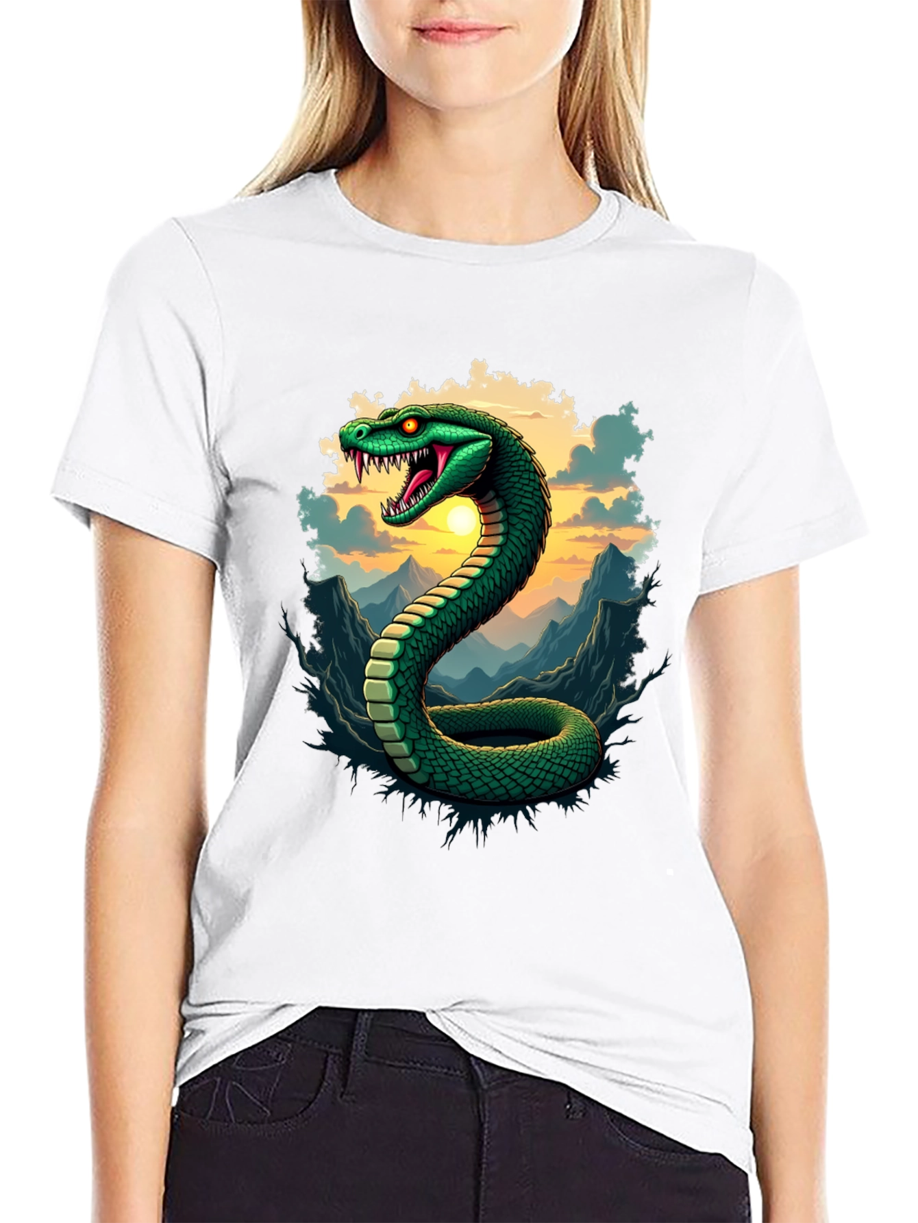 Mens Snake Graphic Tee - Black