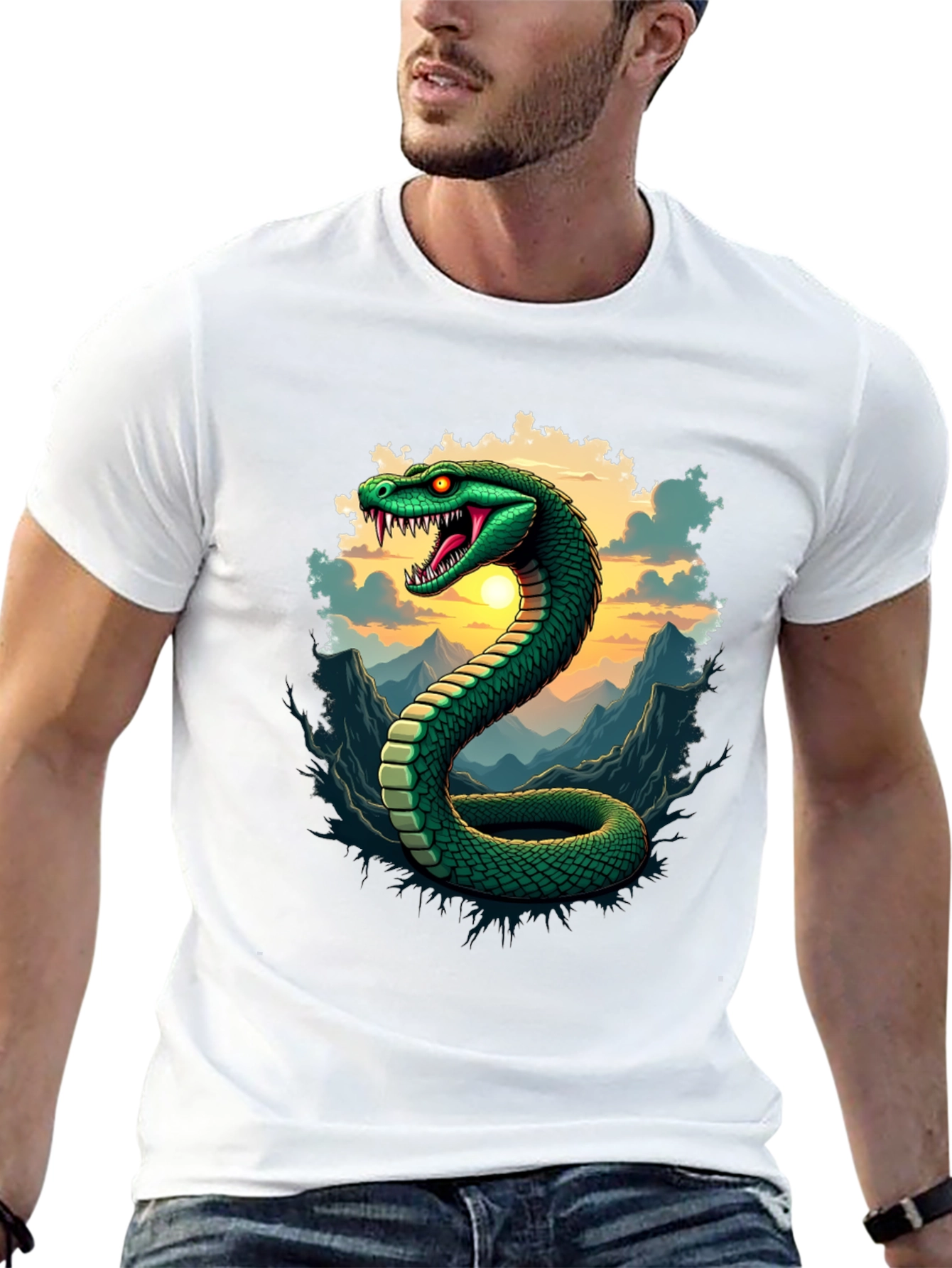 Mens Snake Graphic Tee - Black