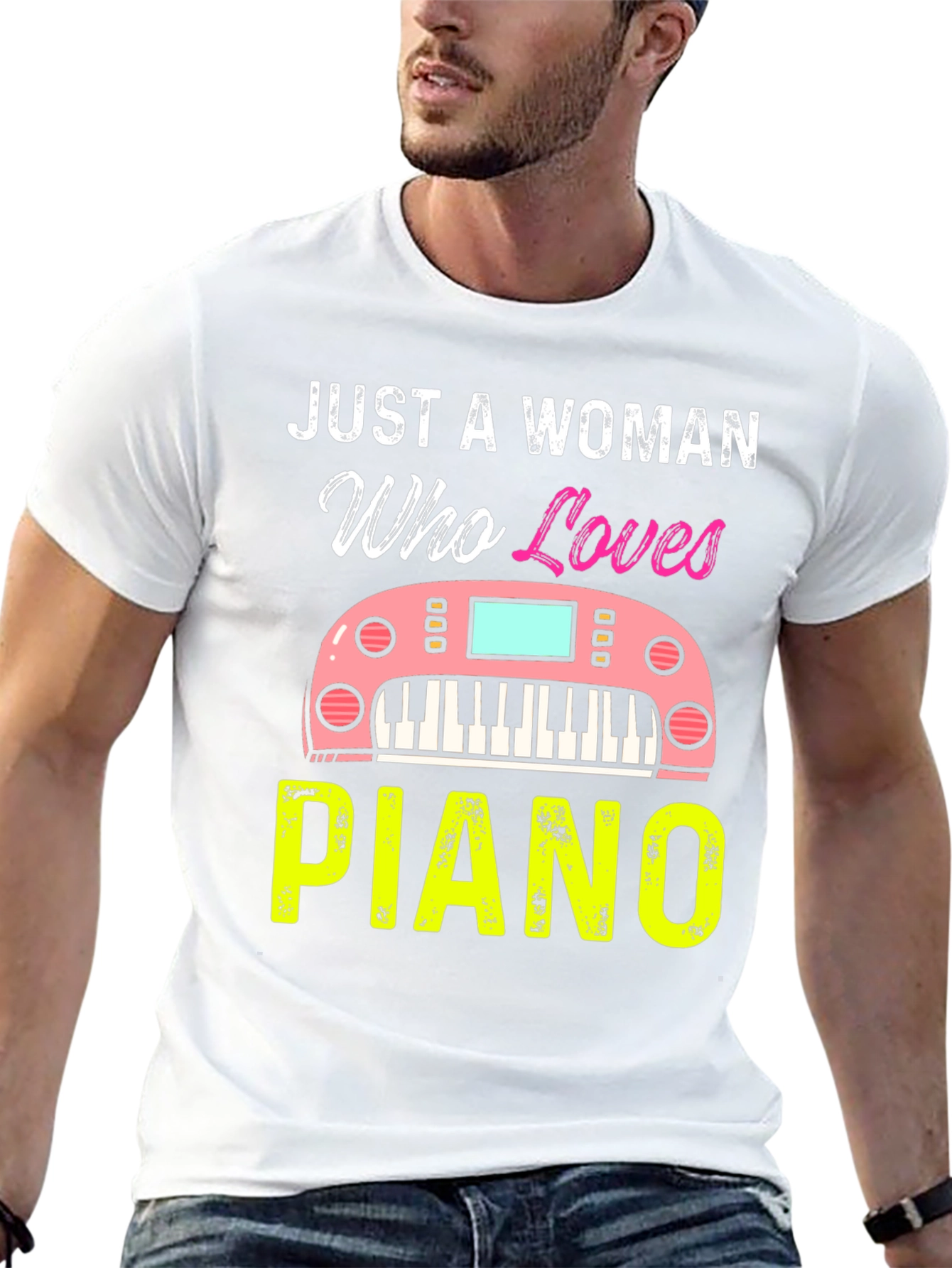 Just A Woman Who Loves Piano Black T-Shirt
