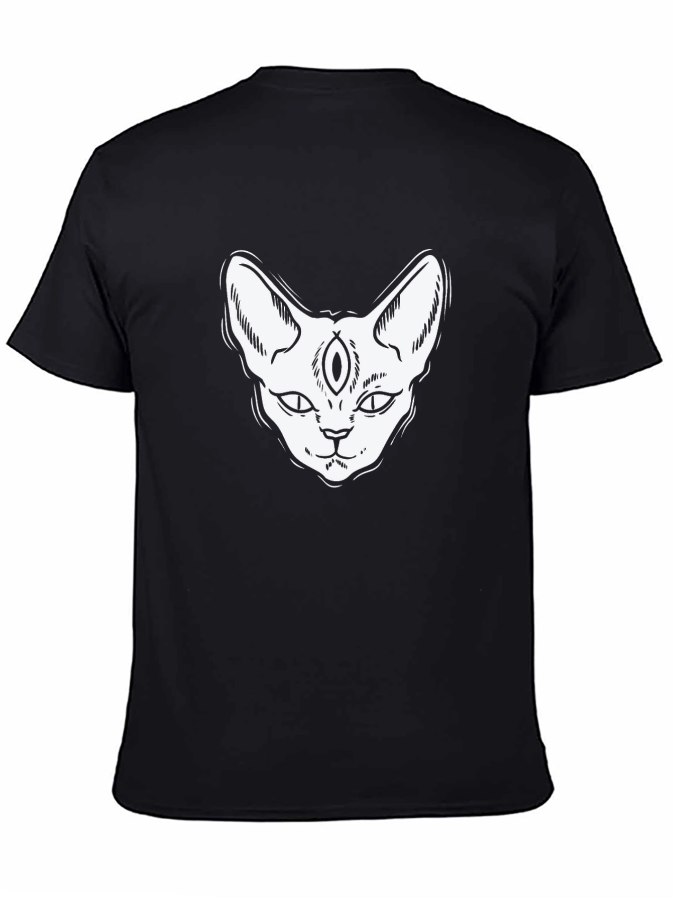 Third Eye Cat Graphic Tee - Black Cotton T-Shirt