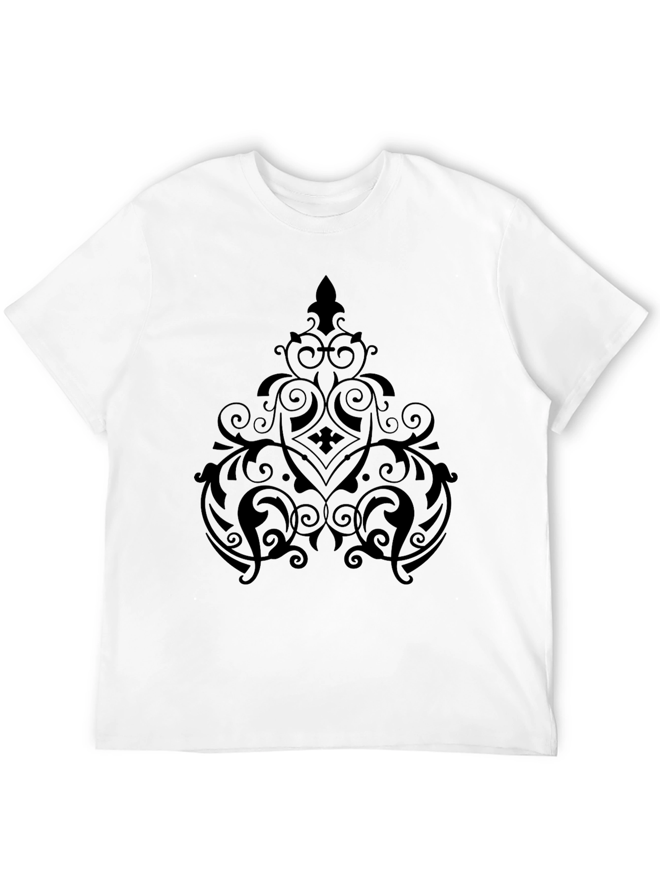 Elegant Black Graphic Tee - Ornate Design