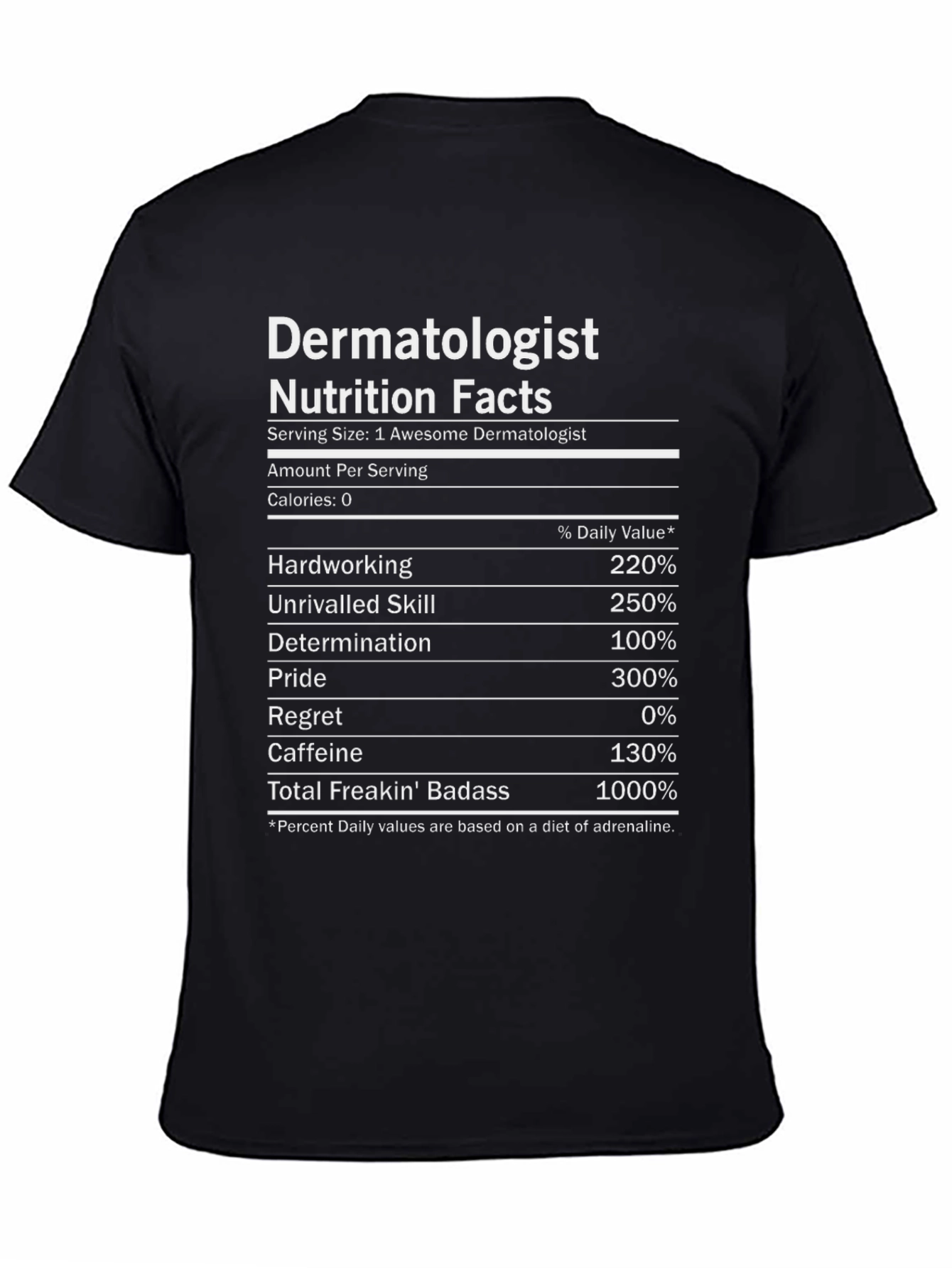 Dermatologist Nutrition Facts Black T-Shirt
