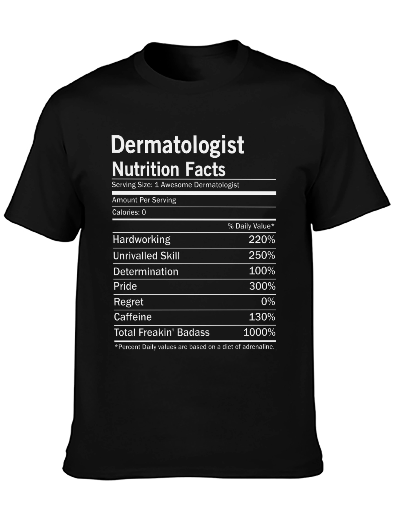 Dermatologist Nutrition Facts Black T-Shirt