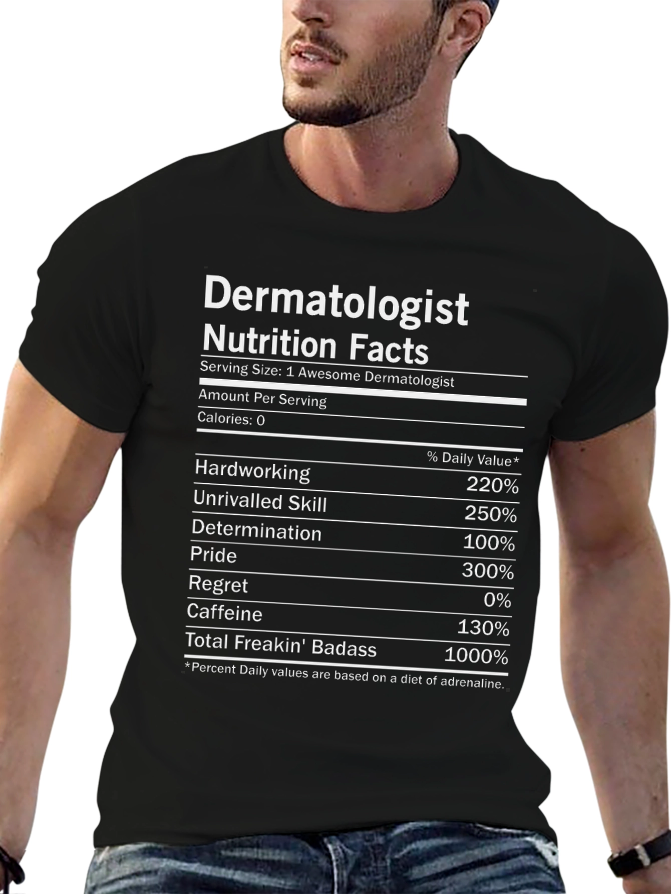 Dermatologist Nutrition Facts Black T-Shirt