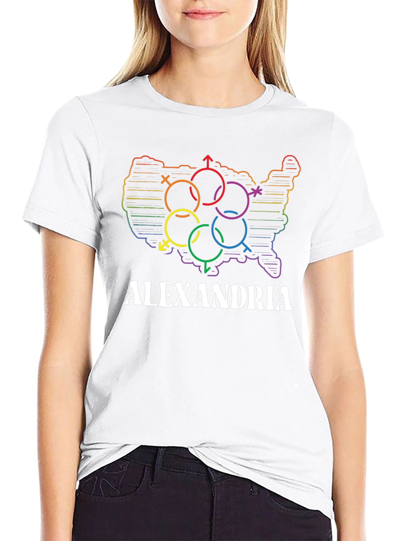 Alexandria LGBT Pride USA Map T-Shirt