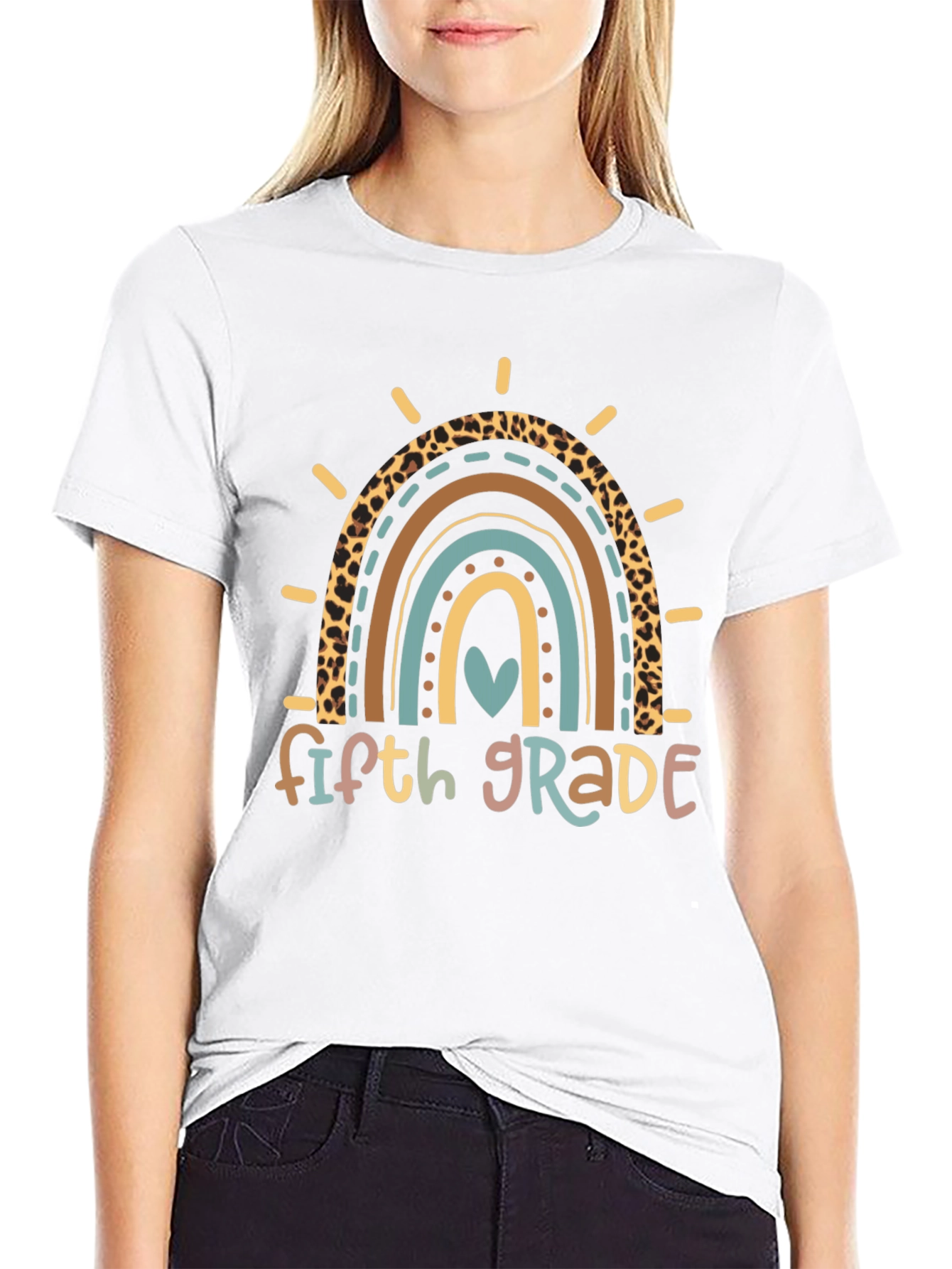 Fifth Grade Rainbow Heart T-Shirt