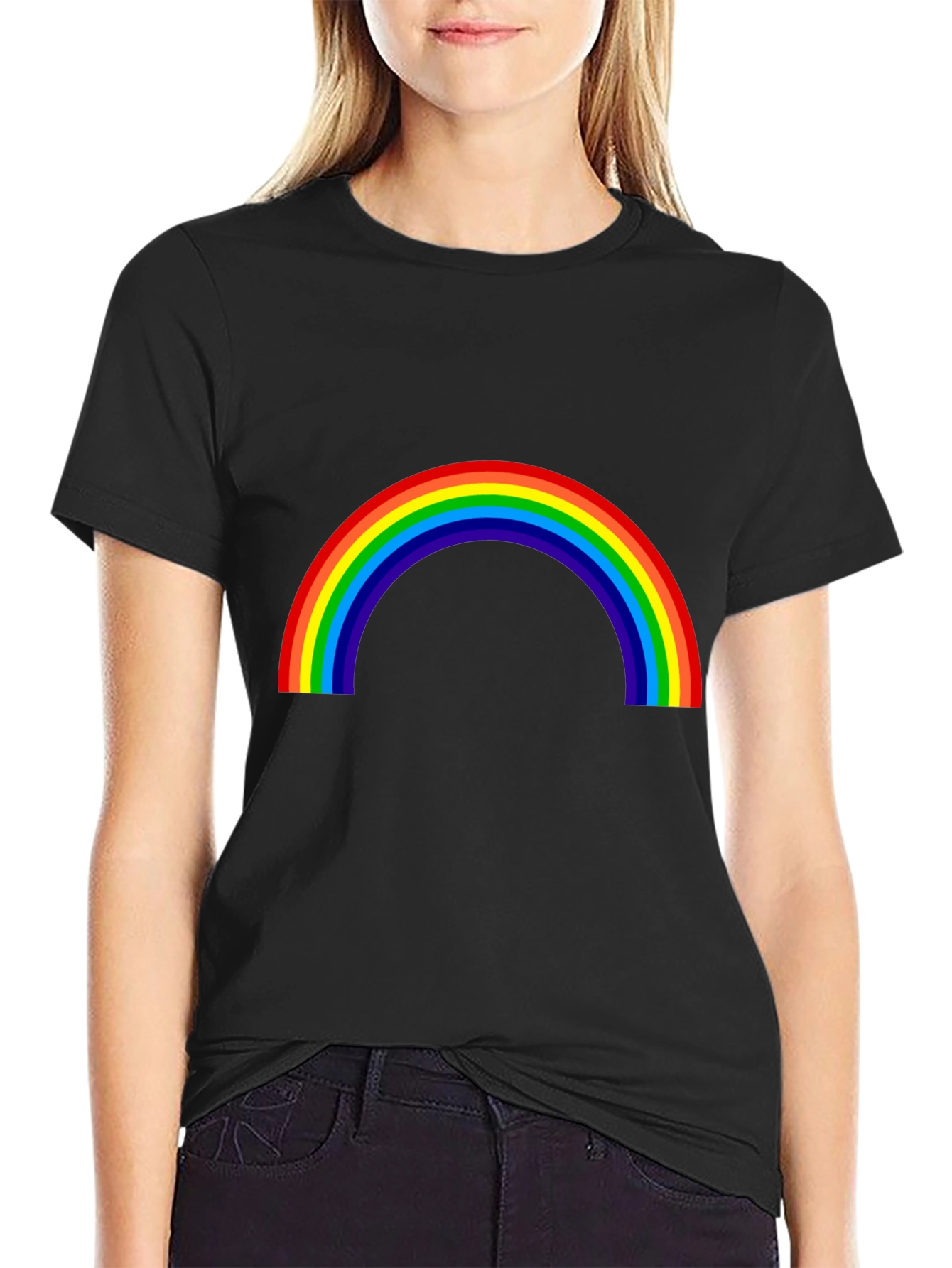 Rainbow Graphic T-Shirt - Black Cotton Tee