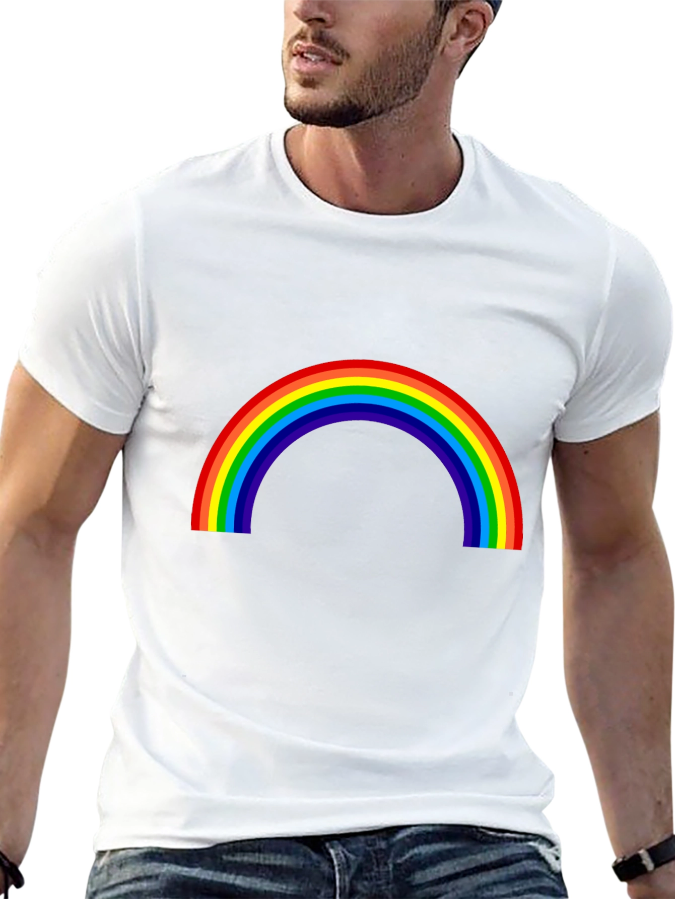Rainbow Graphic T-Shirt - Black Cotton Tee