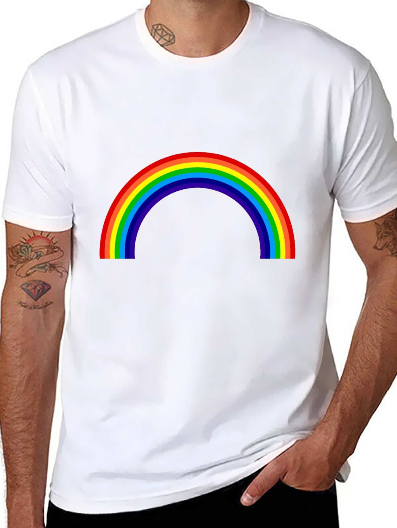 Rainbow Graphic T-Shirt - Black Cotton Tee