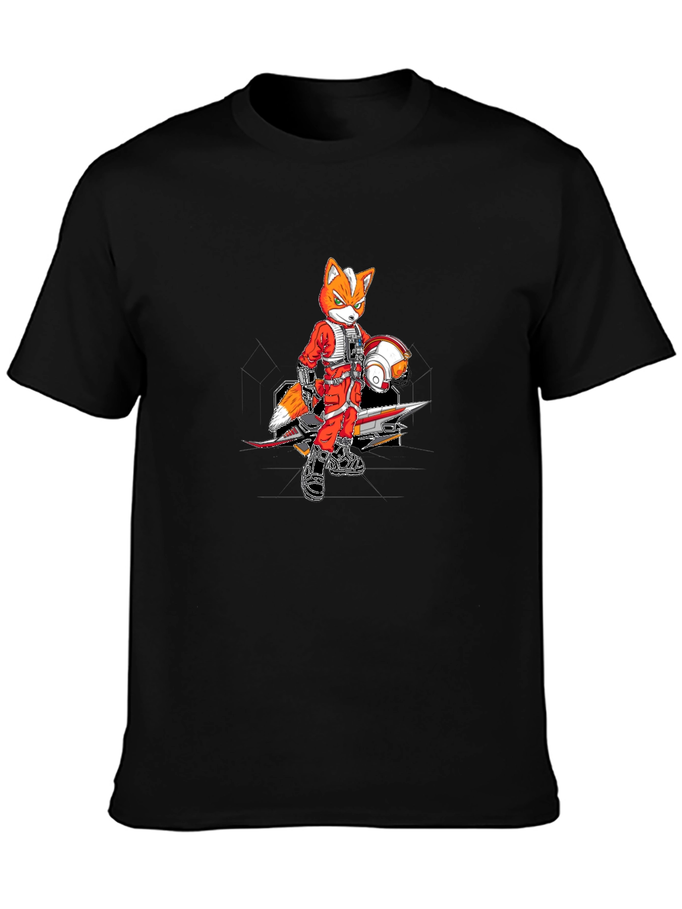 Fox Pilot Graphic Tee - Black Crew Neck T-Shirt