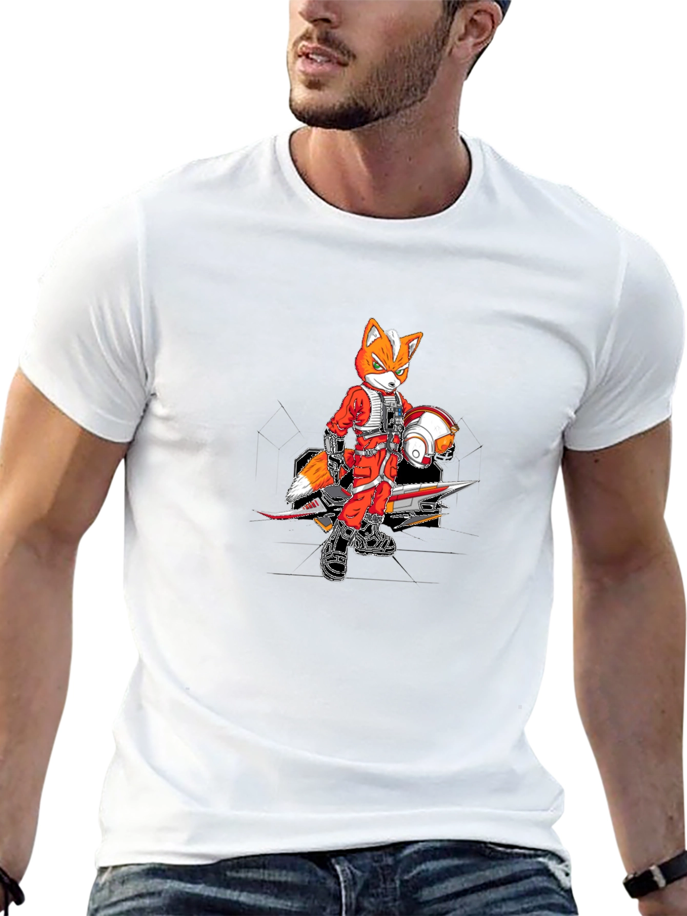 Fox Pilot Graphic Tee - Black Crew Neck T-Shirt