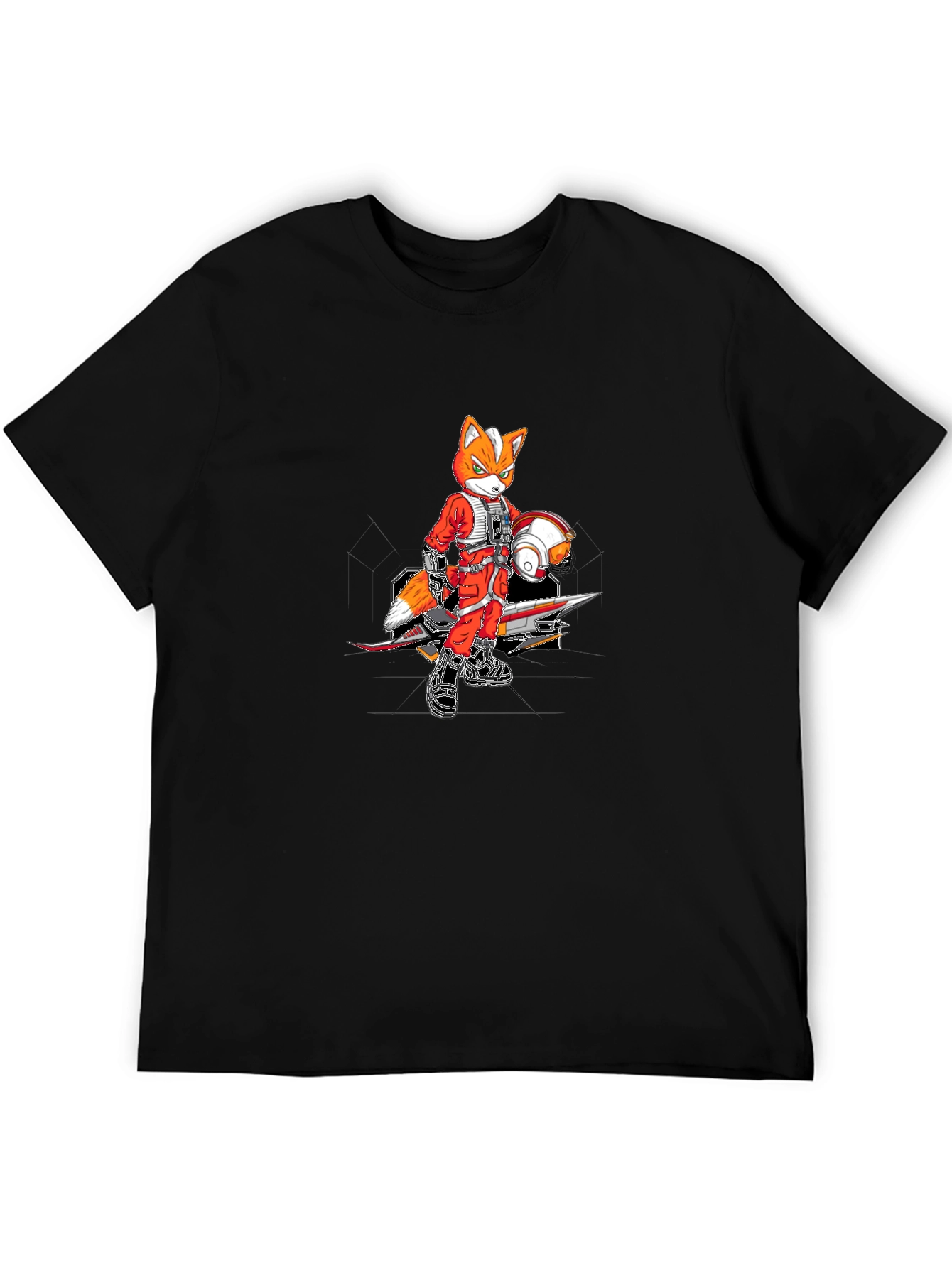 Fox Pilot Graphic Tee - Black Crew Neck T-Shirt