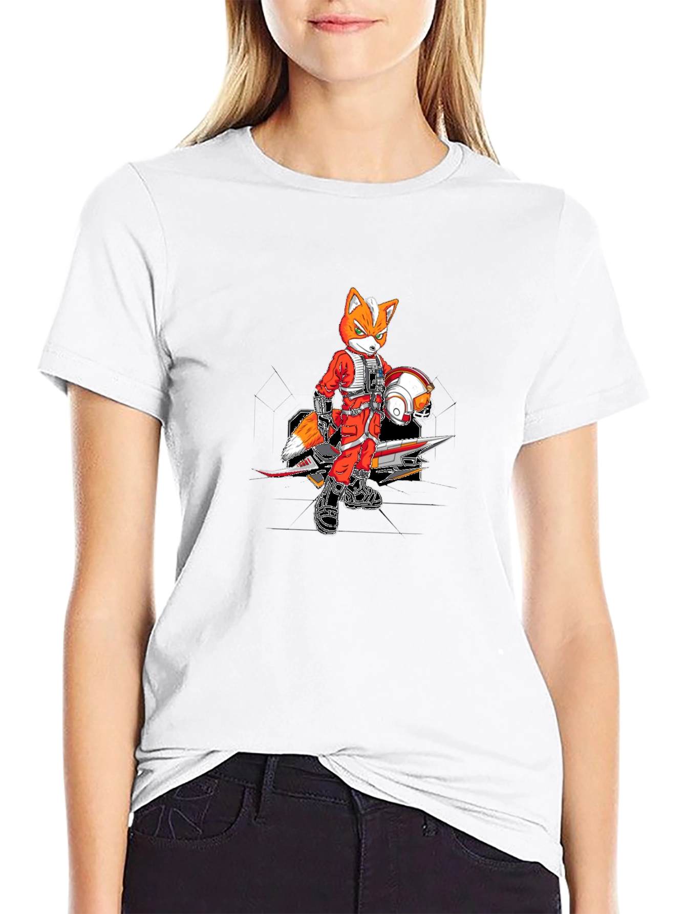 Fox Pilot Graphic Tee - Black Crew Neck T-Shirt