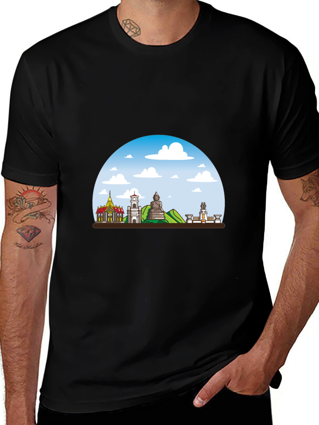 Chiang Mai Thailand T-Shirt Black Crew Neck Graphic Tee