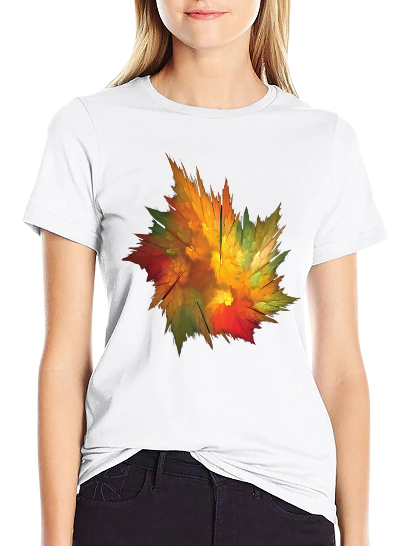 Abstract Autumn Leaf Graphic T-Shirt
