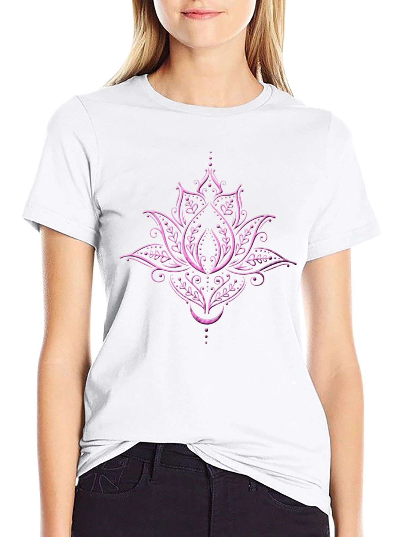 Lotus Blossom Graphic Tee - Black