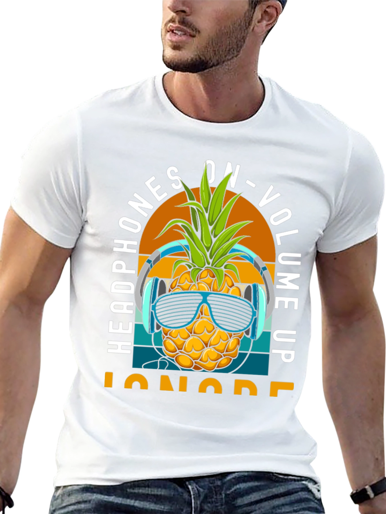 Headphones On Pineapple T-Shirt