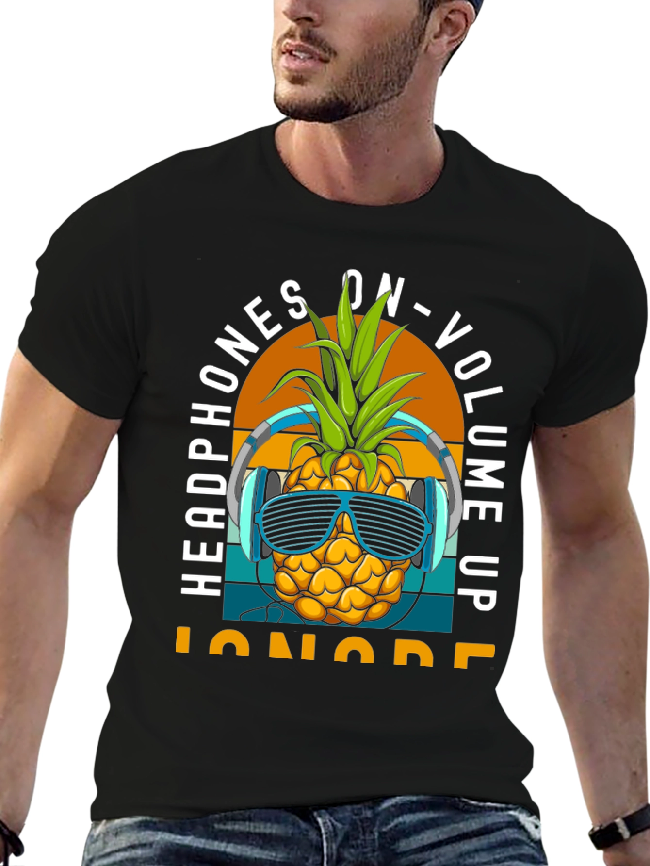 Headphones On Pineapple T-Shirt