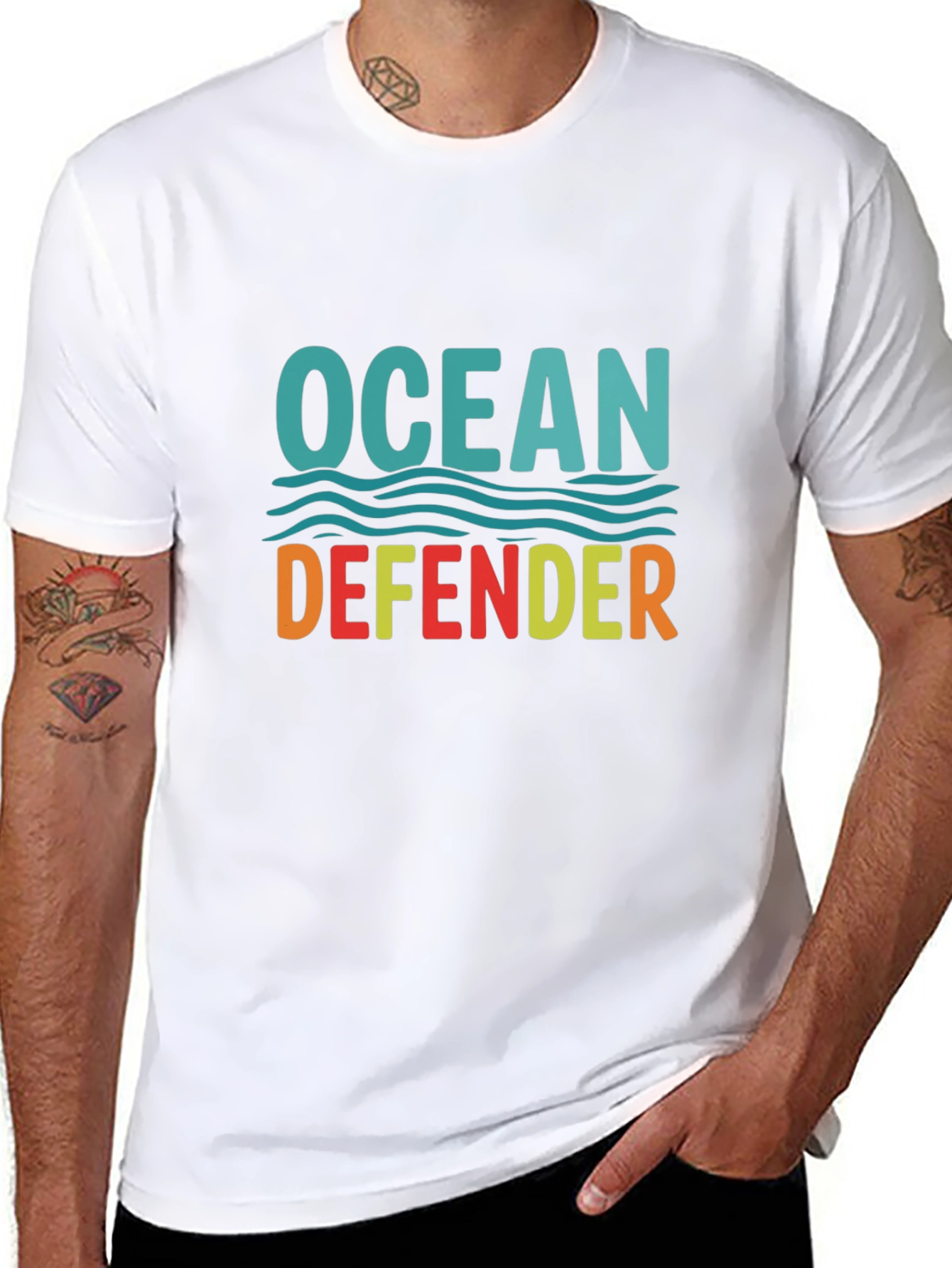 Ocean Defender Graphic Tee - Black Crewneck