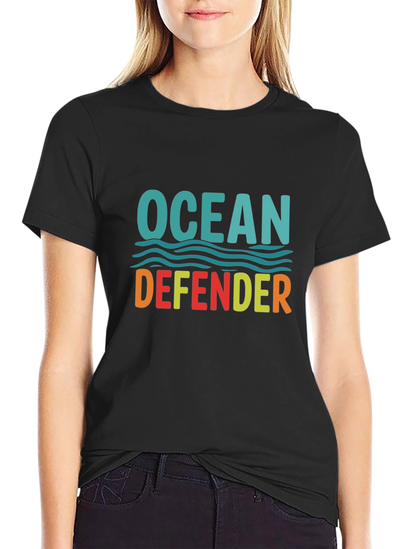 Ocean Defender Graphic Tee - Black Crewneck