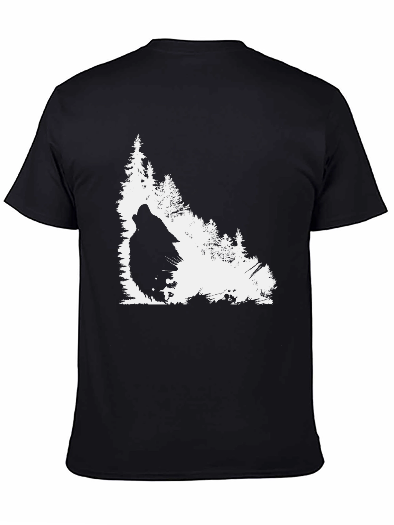 Wolf Howl Nature Scene Graphic Tee - Black