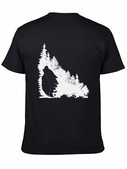 Wolf Howl Nature Scene Graphic Tee - Black